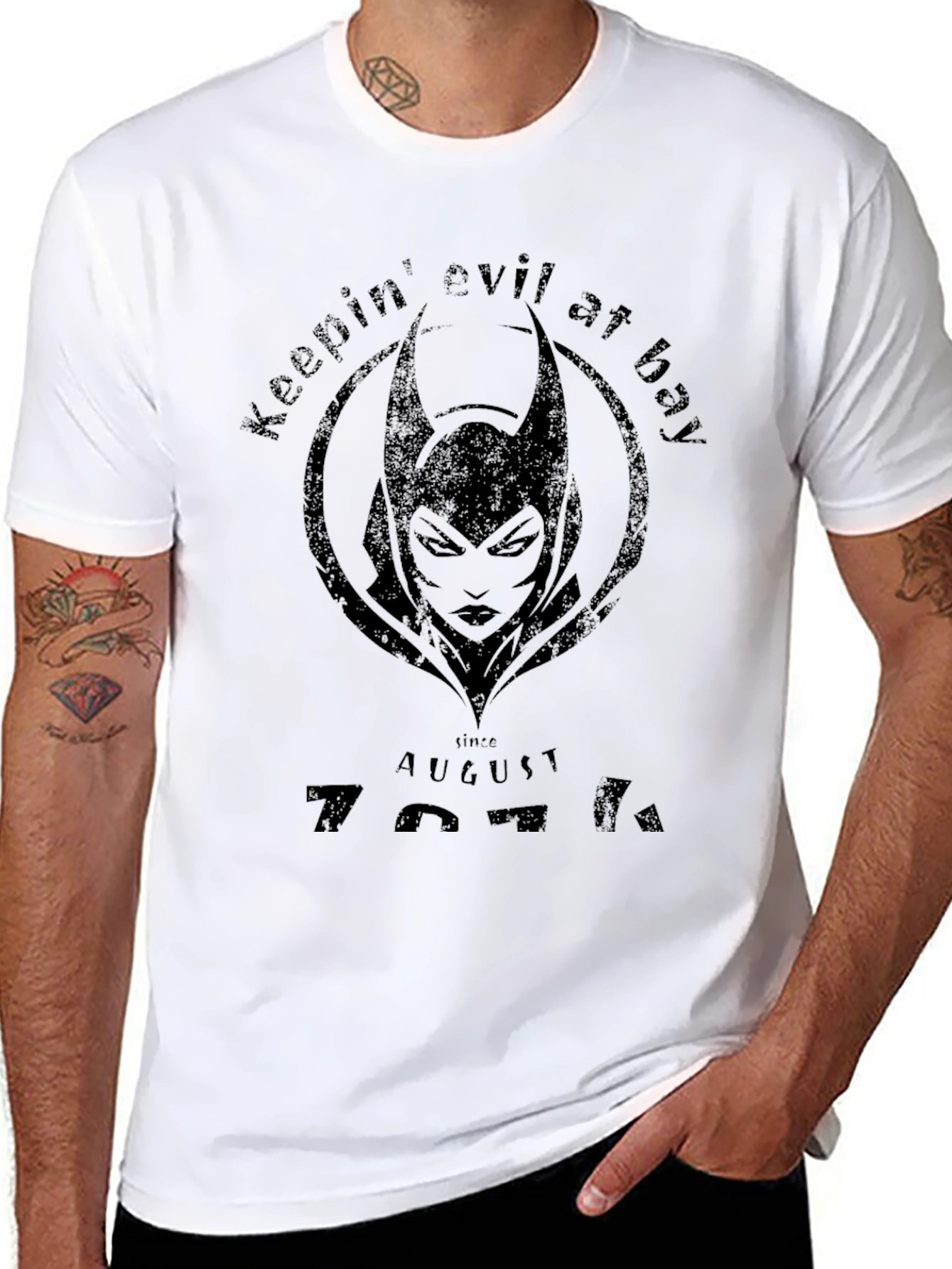 Black Keepin' Evil at Bay Black Graphic T-Shirt view 8