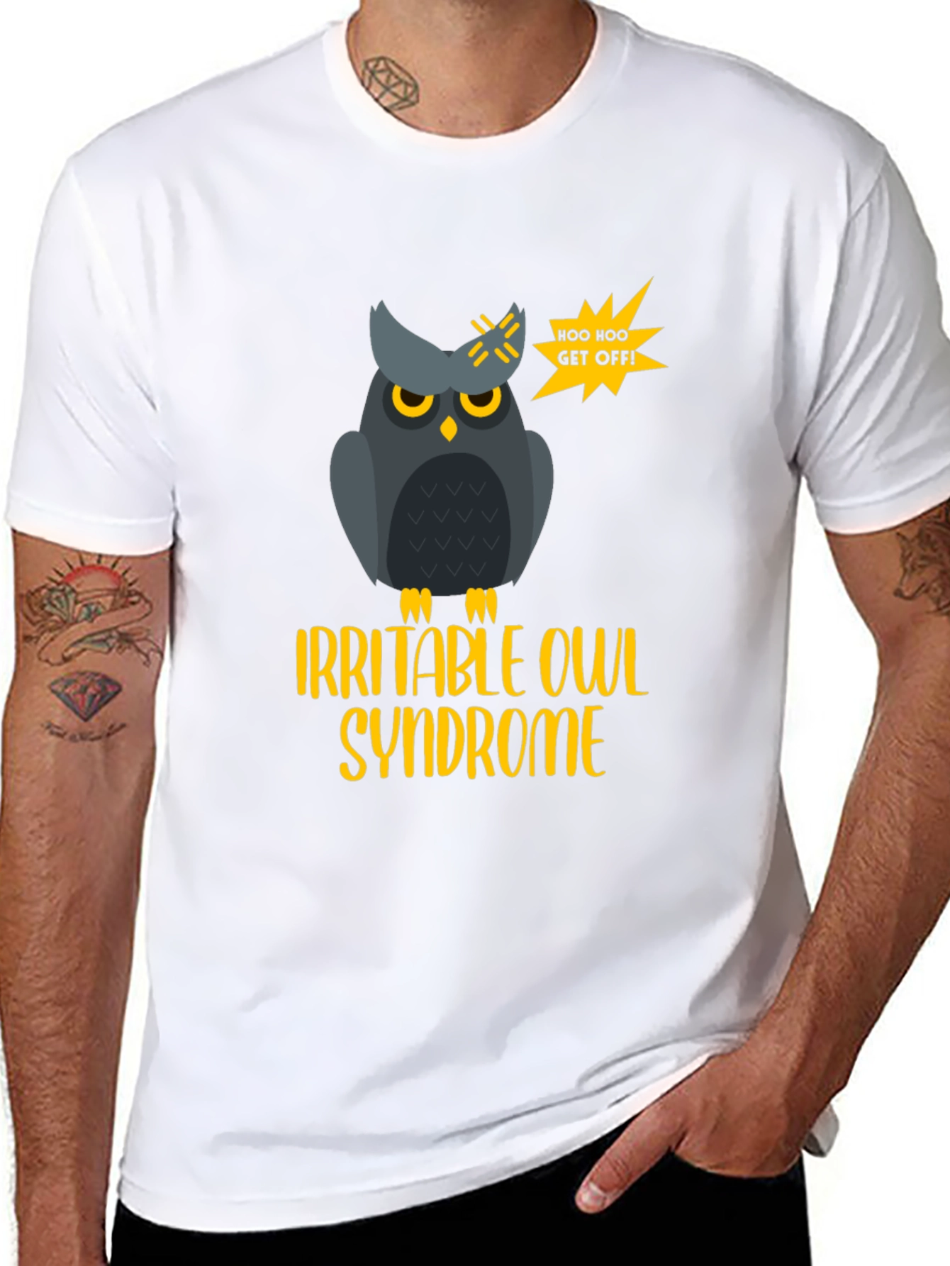 Black Irritable Owl Syndrome T-Shirt view 8