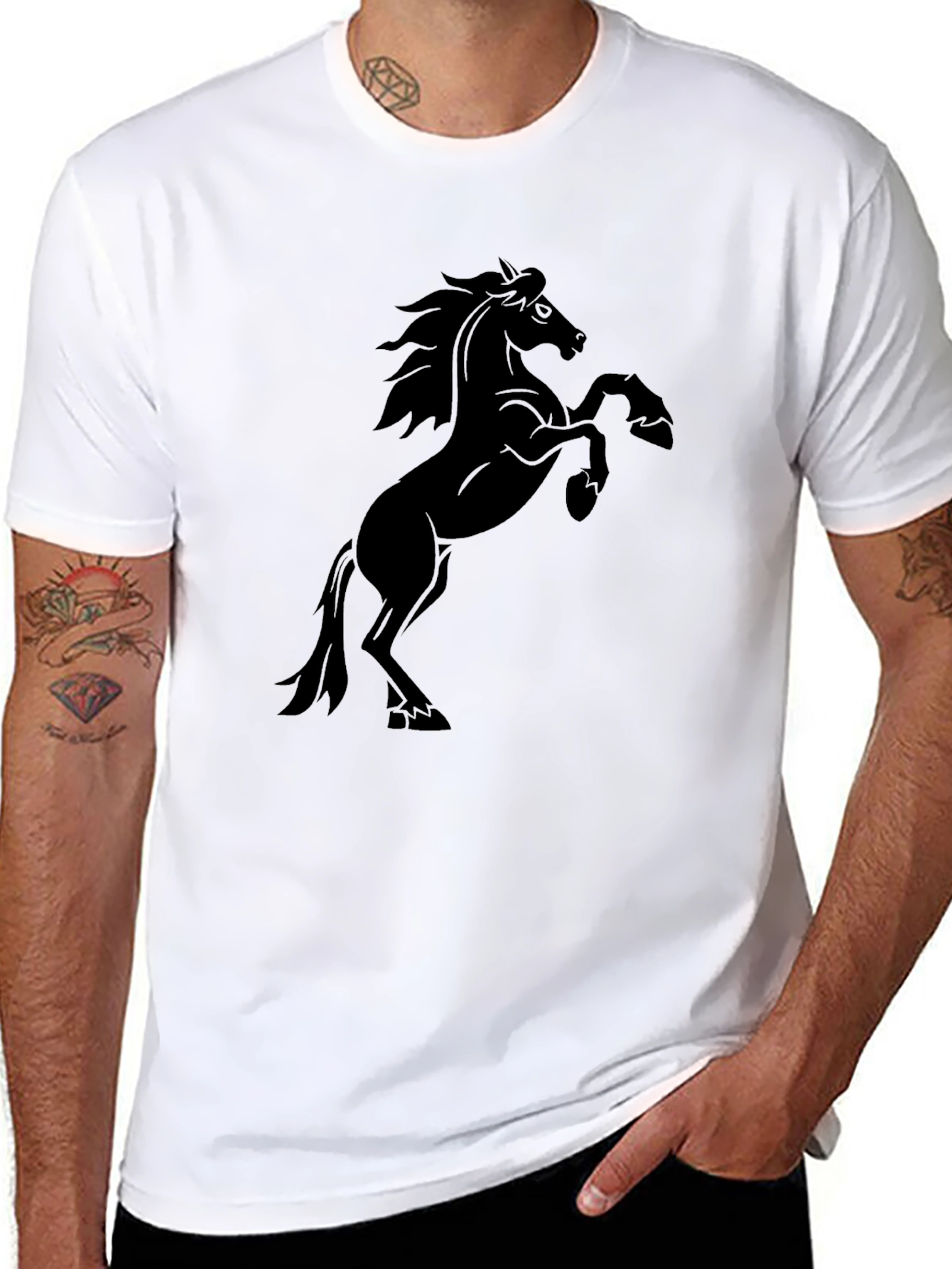 Black Black Horse Graphic Tee | Men's Classic Fit T-Shirt view 8