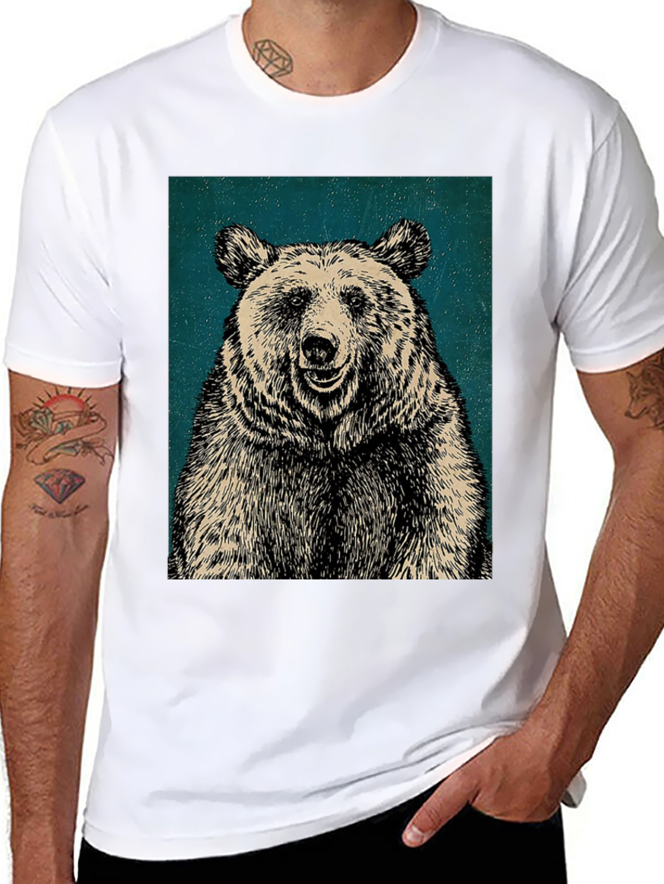 Black Men's Black Bear Graphic T-Shirt view 8