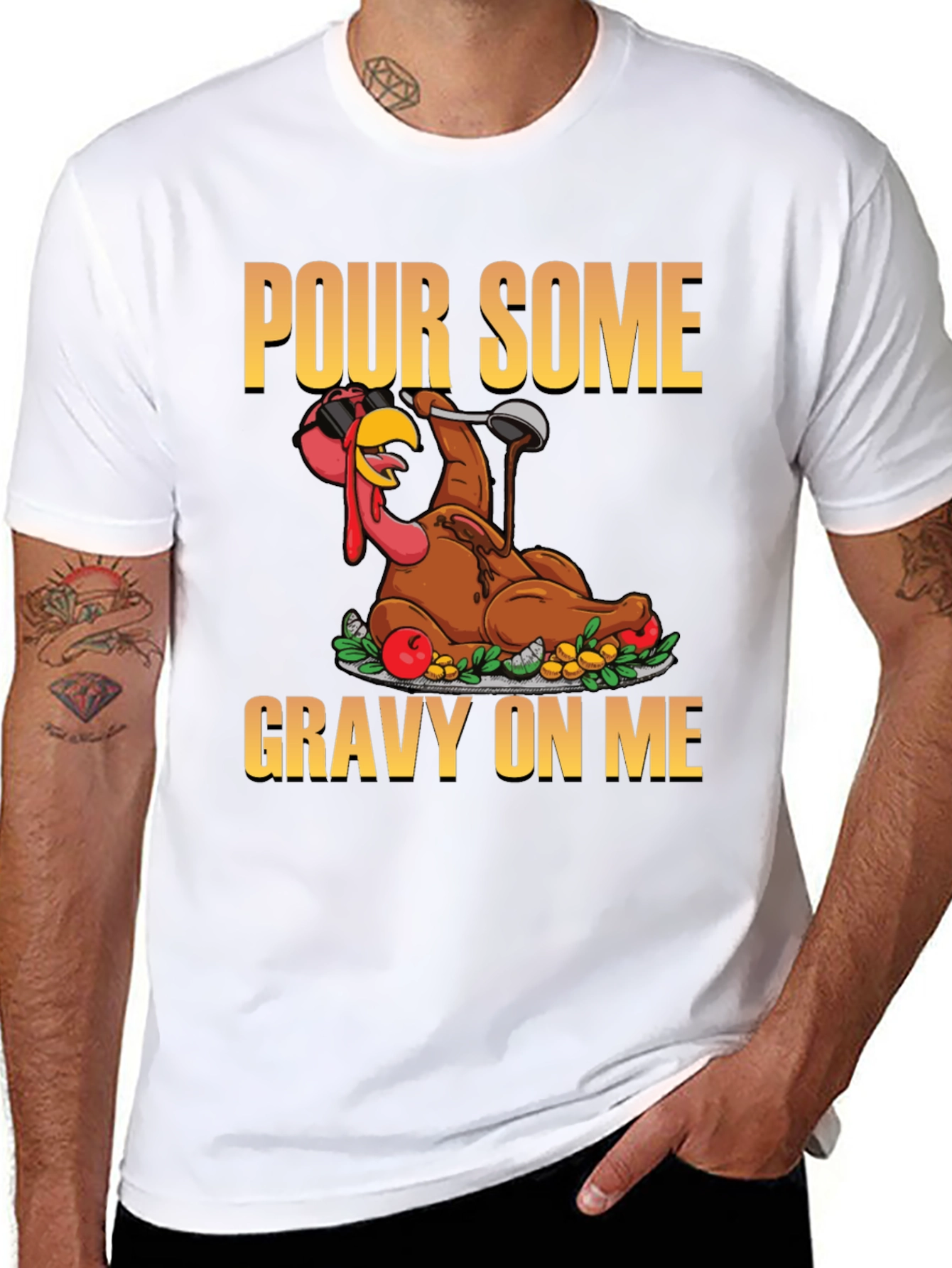 Black Pour Some Gravy On Me T-Shirt view 8