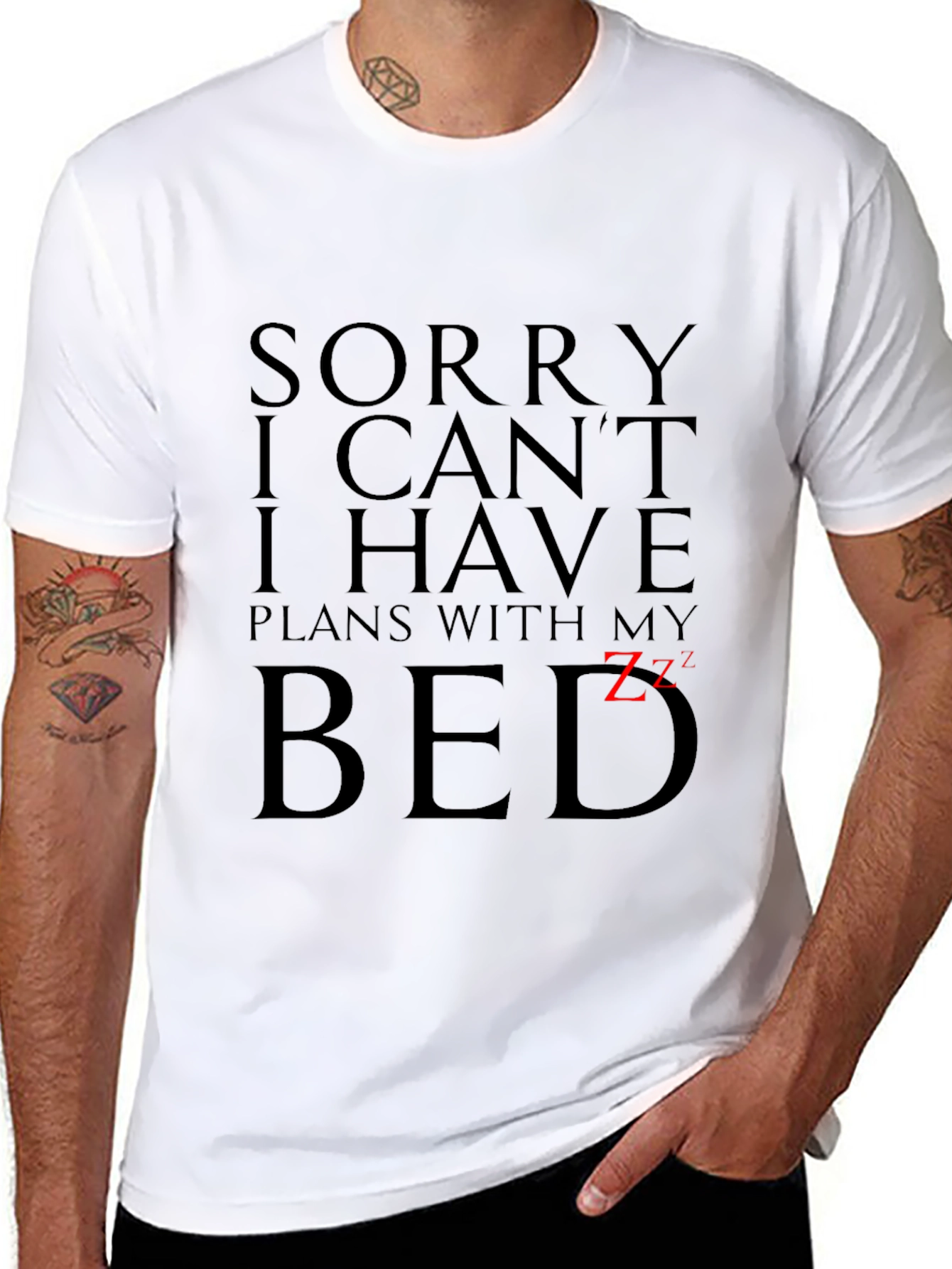 Black Funny "Plans With My Bed" Graphic Tee view 8