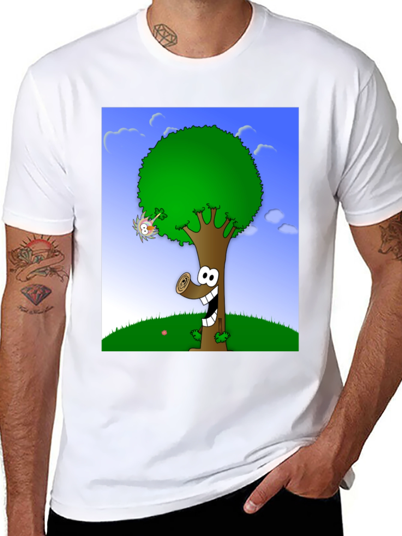 Black Cartoon Tree Graphic Tee view 8