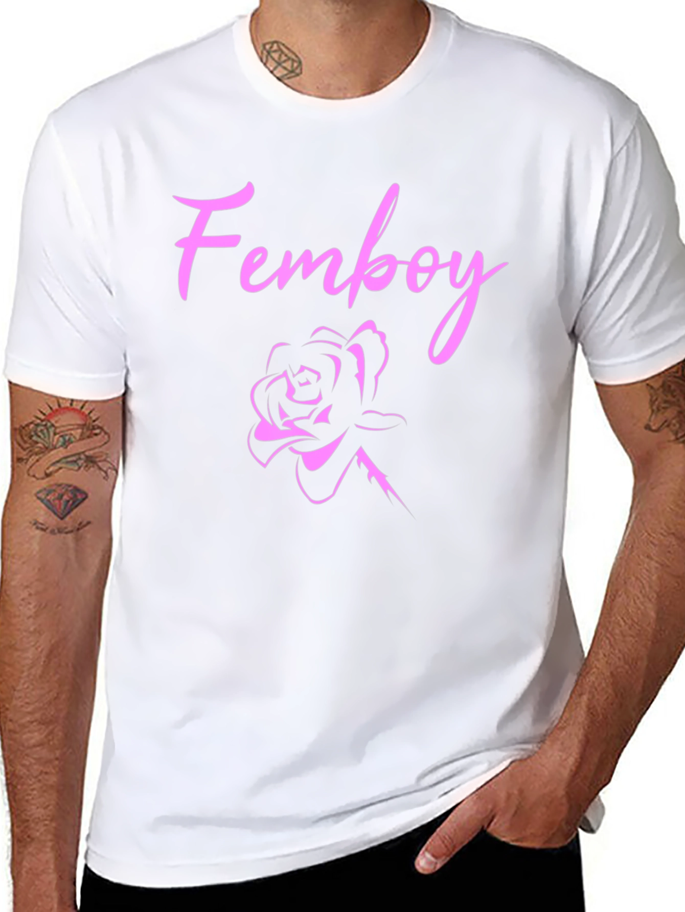 Black Femboy Rose Black T-Shirt view 8