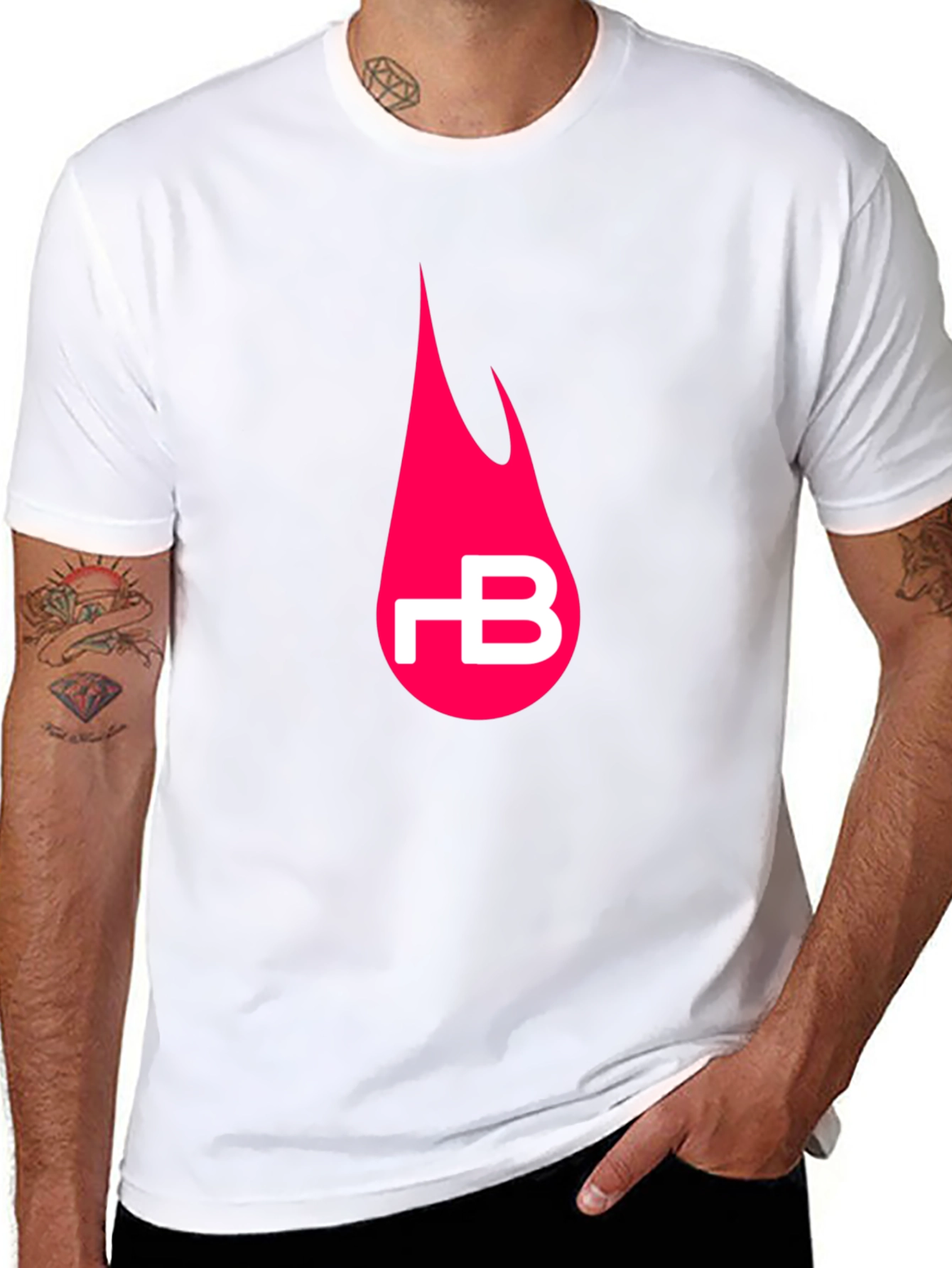 Black Black T-Shirt with Pink Flame Logo view 8