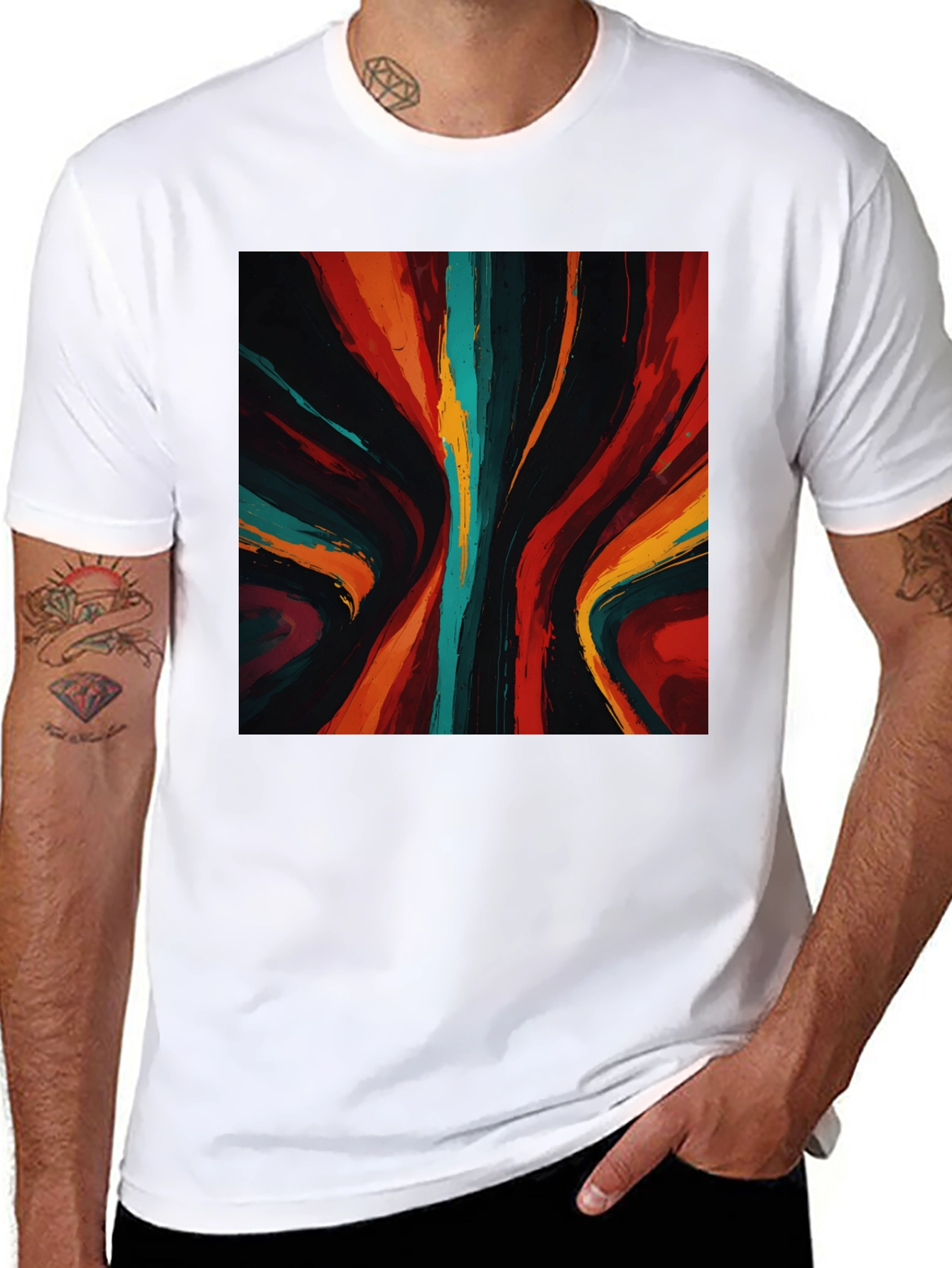 Black Abstract Art Graphic Tee - Bold Black Shirt view 8