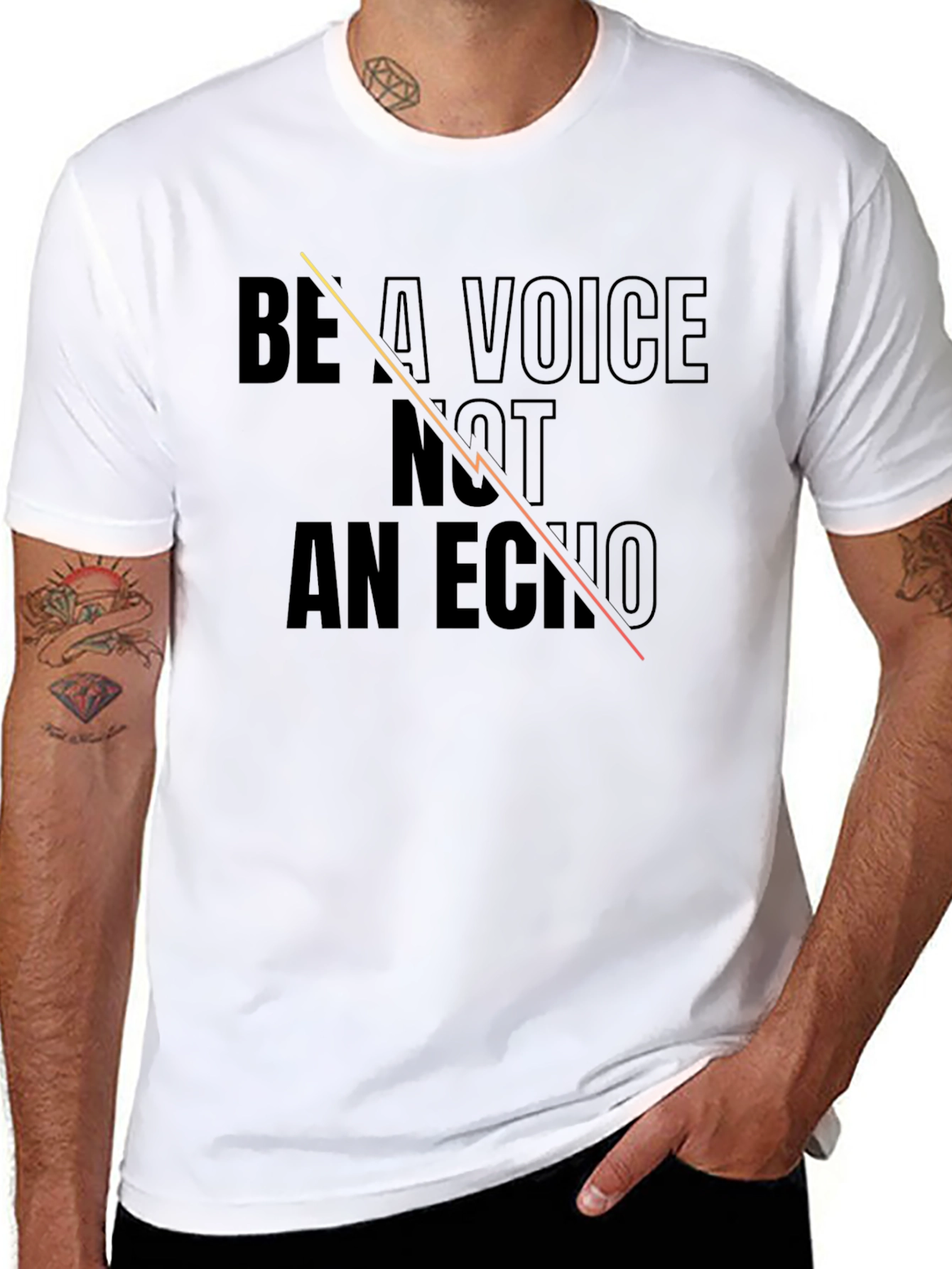Black Be A Voice Not An Echo Graphic T-Shirt view 8
