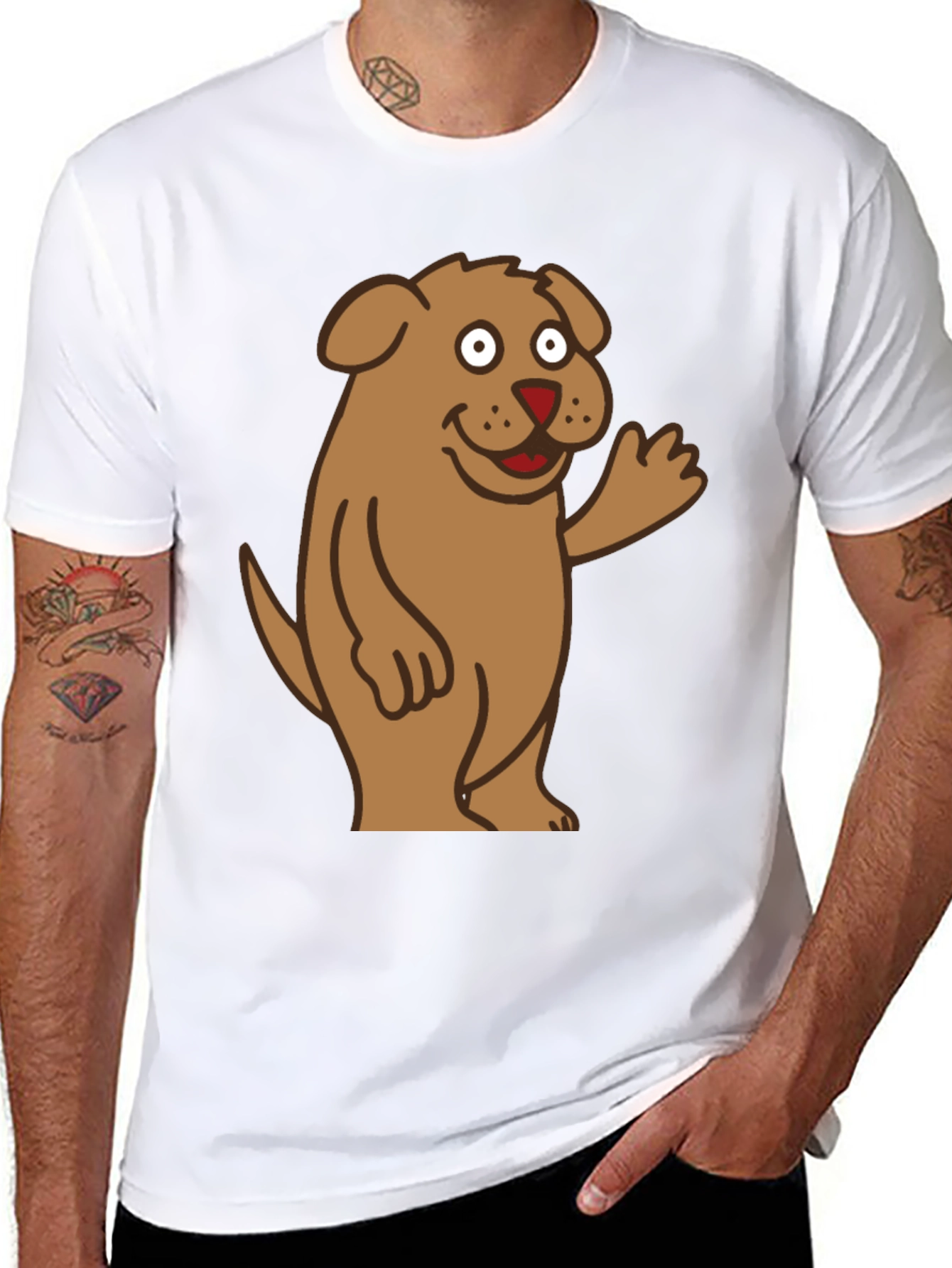 Black Funny Dog Cartoon Black T-Shirt view 8