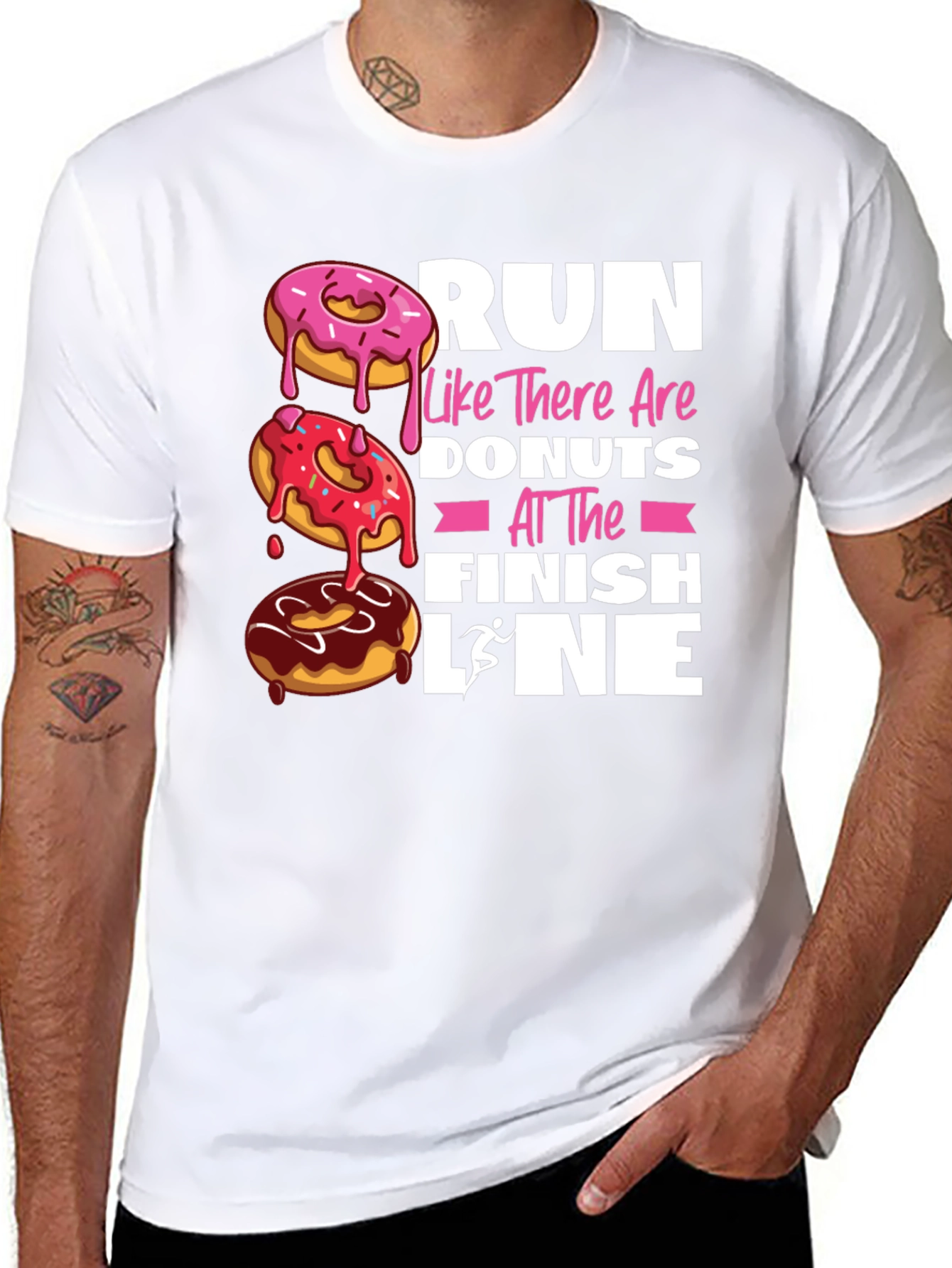 Black Run for Donuts T-Shirt - Funny Fitness Apparel view 8
