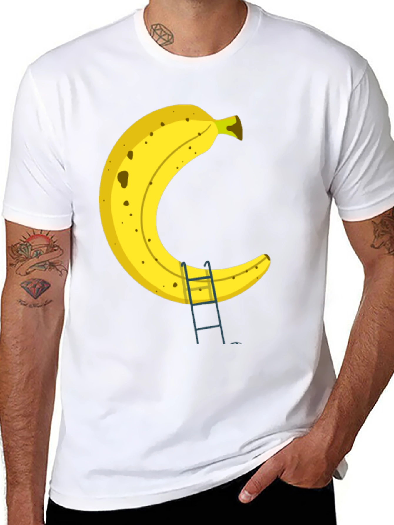 Black Banana Ladder Black T-Shirt - Funny Fruit Graphic Tee view 8