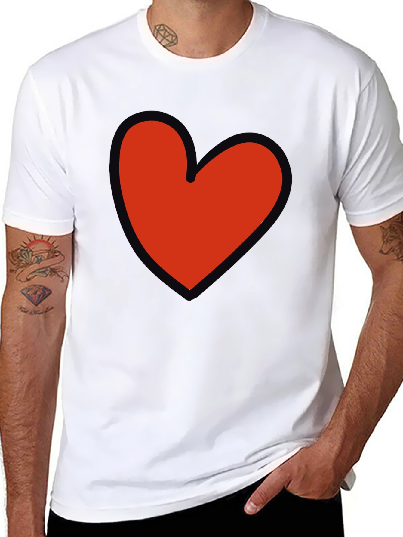 Black Heart Graphic T-Shirt - Black Casual Tee view 8