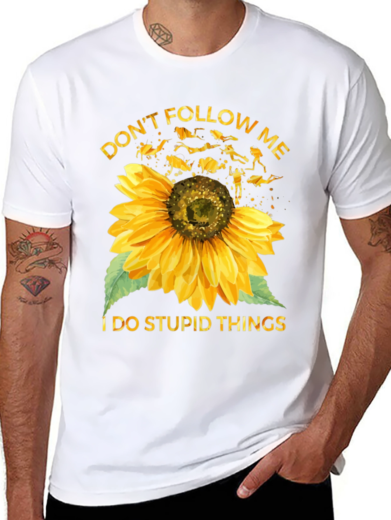 Black Don't Follow Me Sunflower Scuba Diving T-Shirt view 8