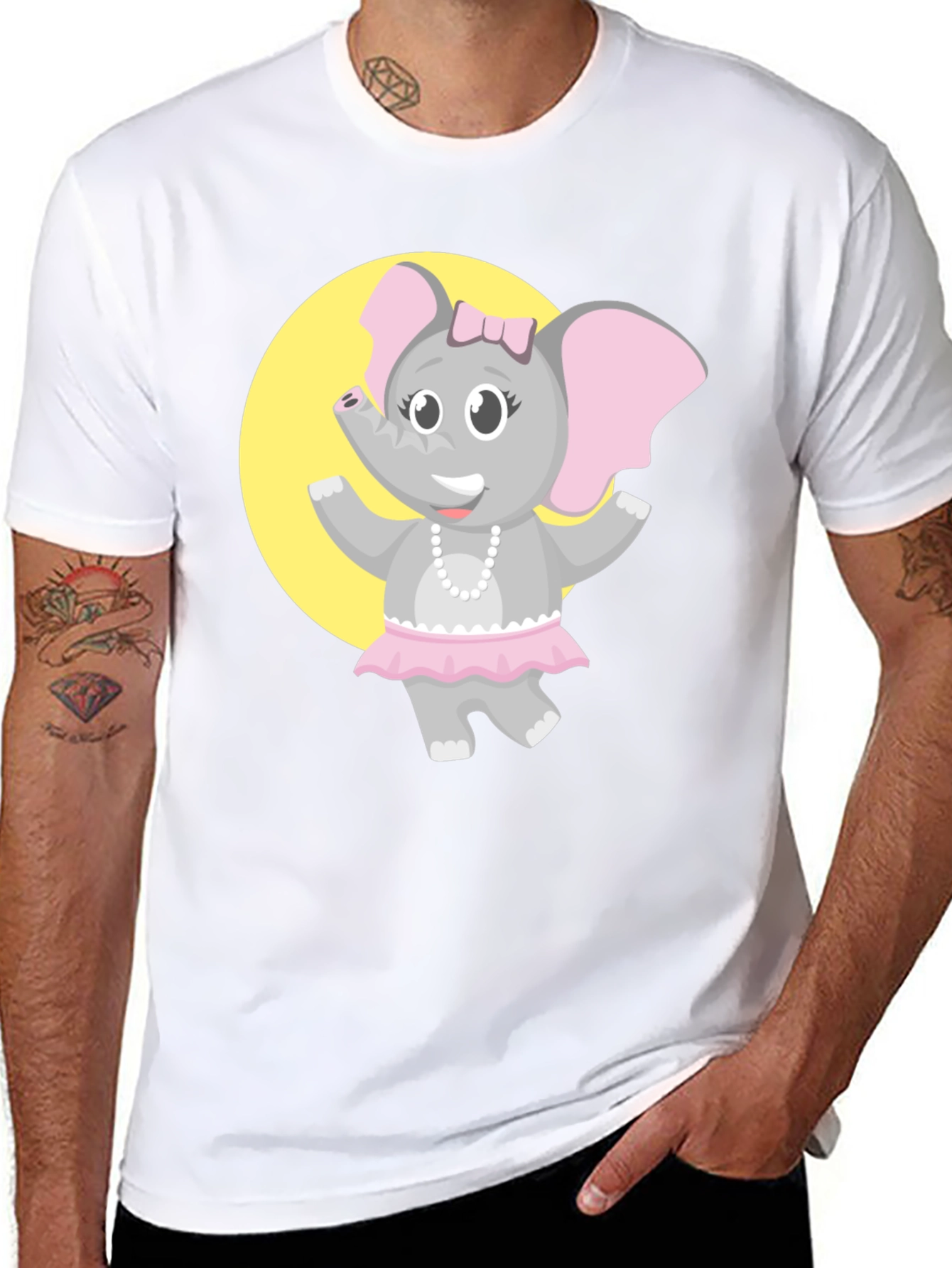 Black Elephant Ballerina T-Shirt - Fun Cartoon Design view 8