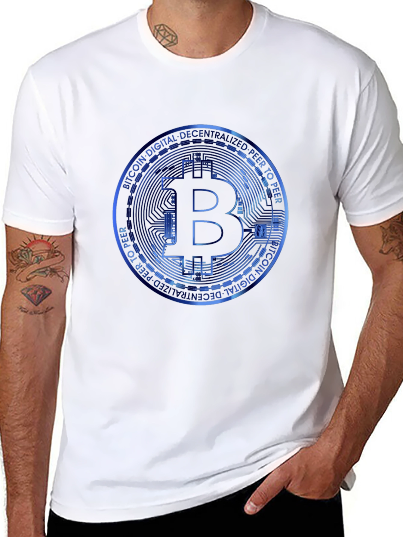 Black Bitcoin Crypto T-Shirt - Digital Decentralized Peer To Peer view 8