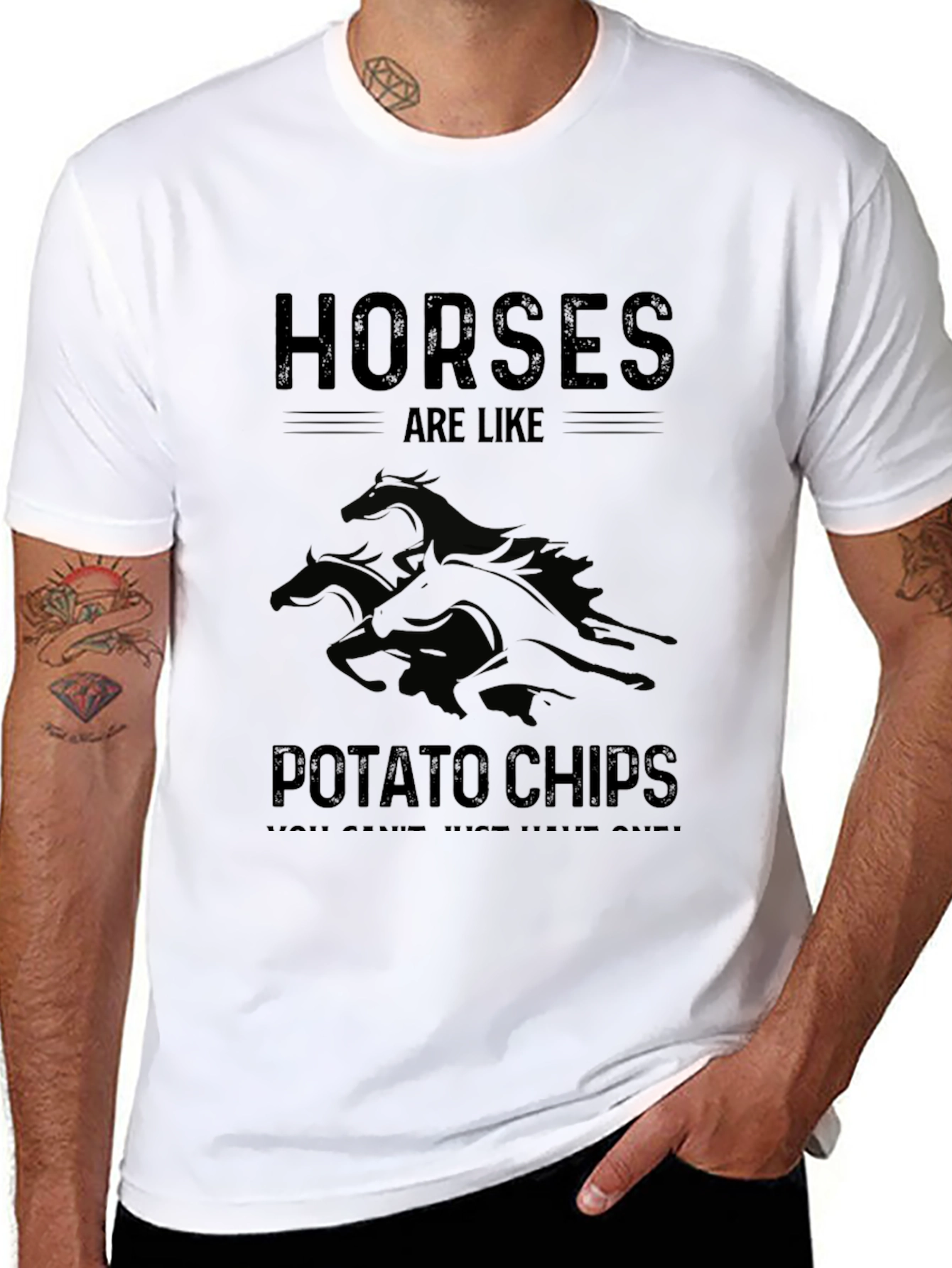 Black Horses Are Like Potato Chips T-Shirt view 8