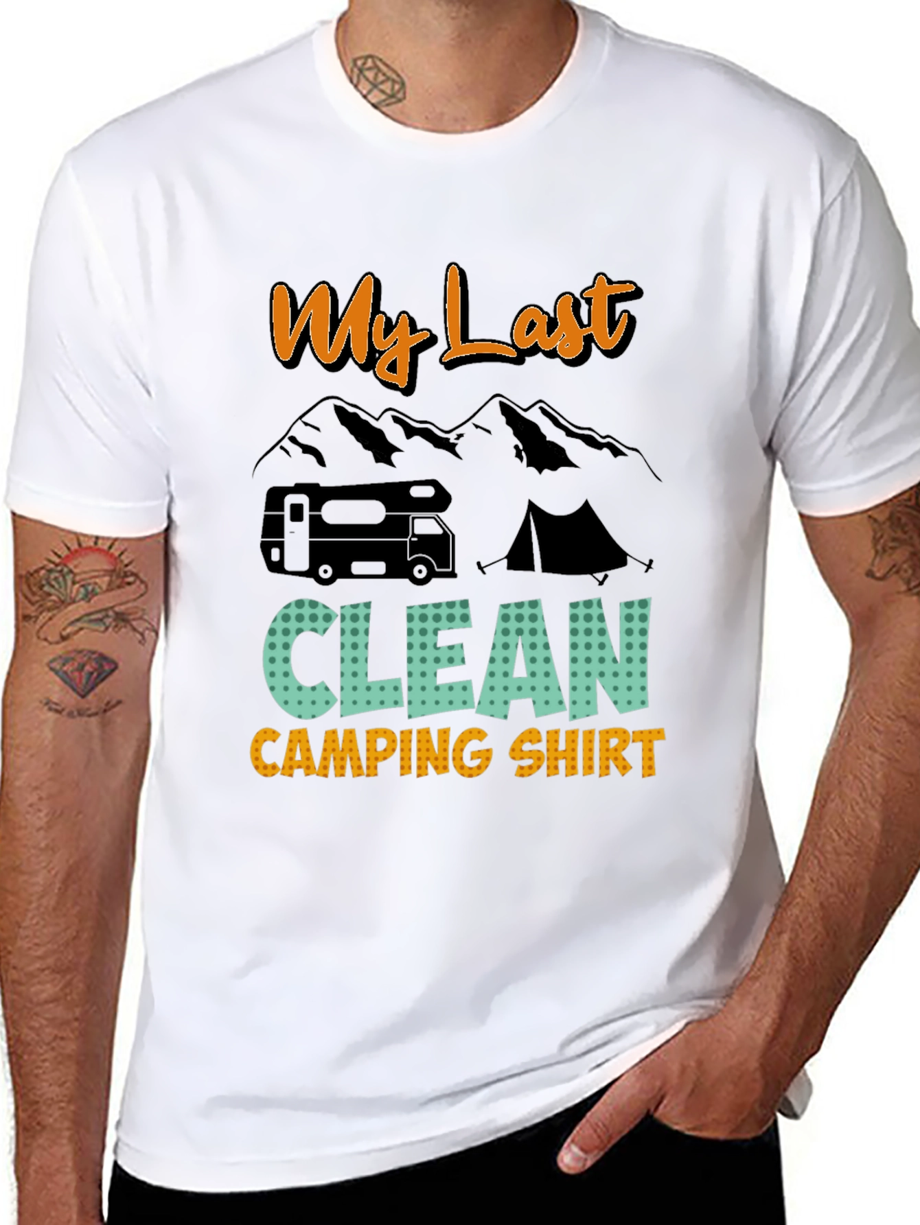 Black My Last Clean Camping Shirt - Graphic Tee view 8