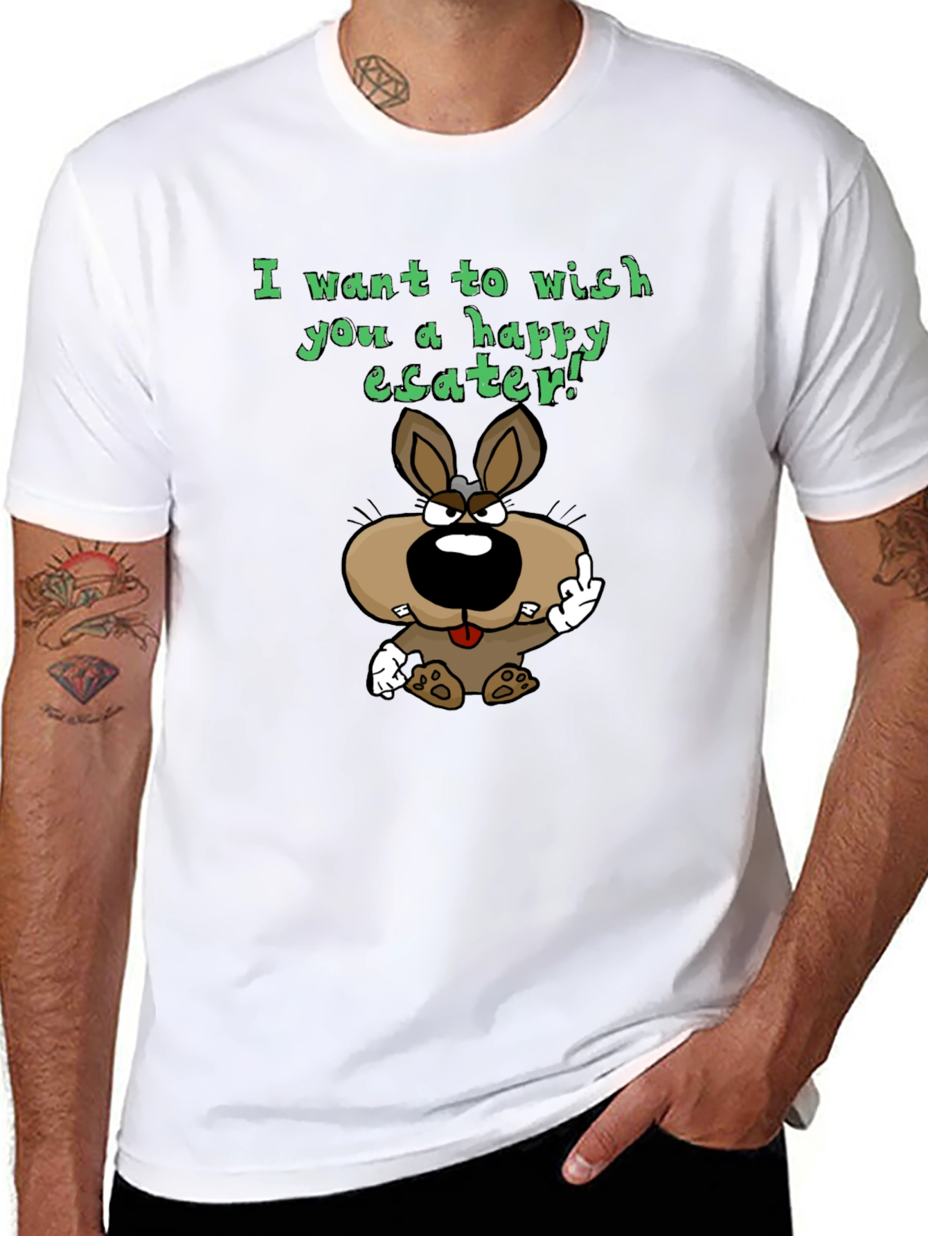 Black Happy Easter Bunny Graphic T-Shirt view 8