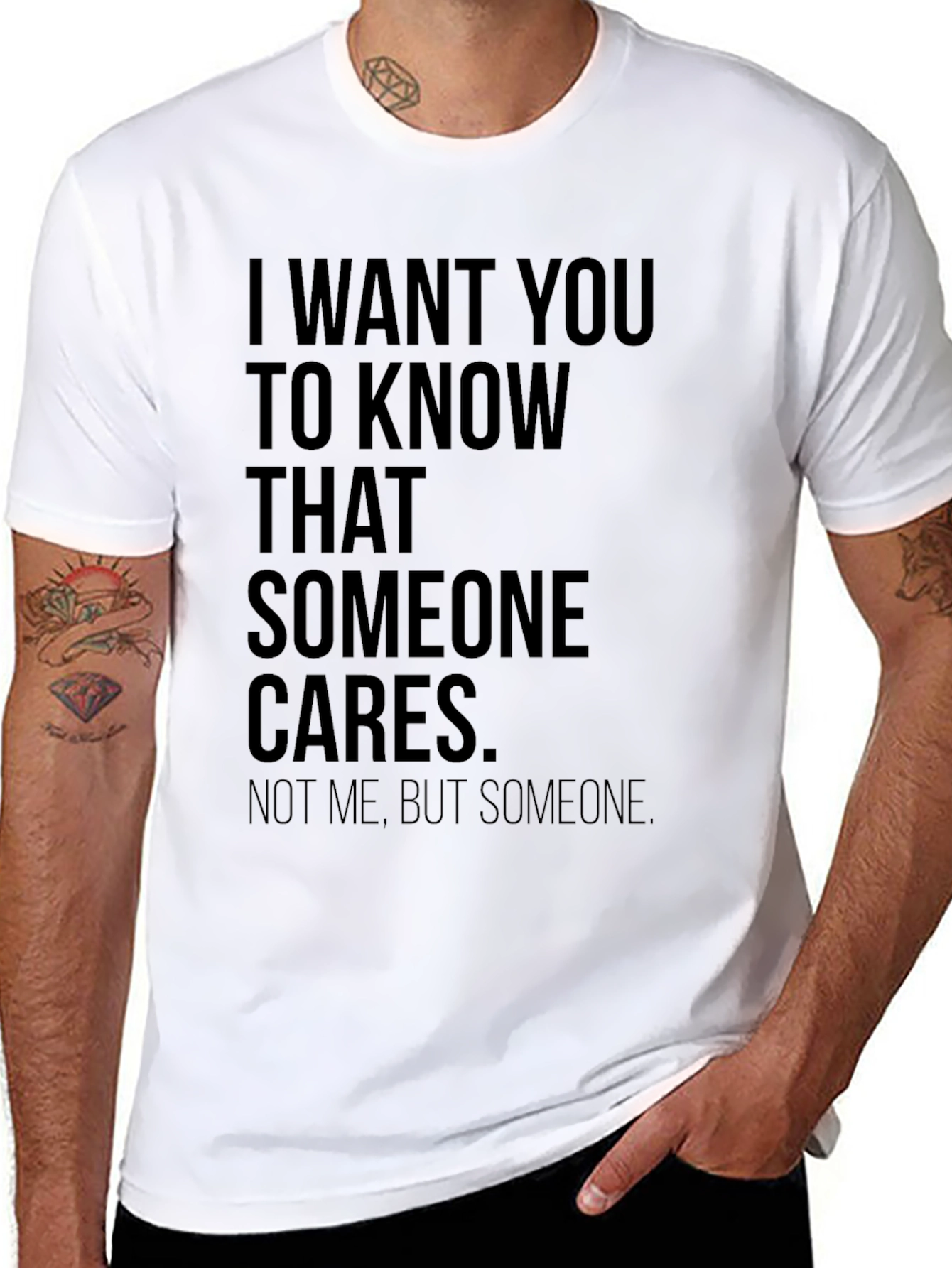 Black Someone Cares Sarcastic T-Shirt view 8