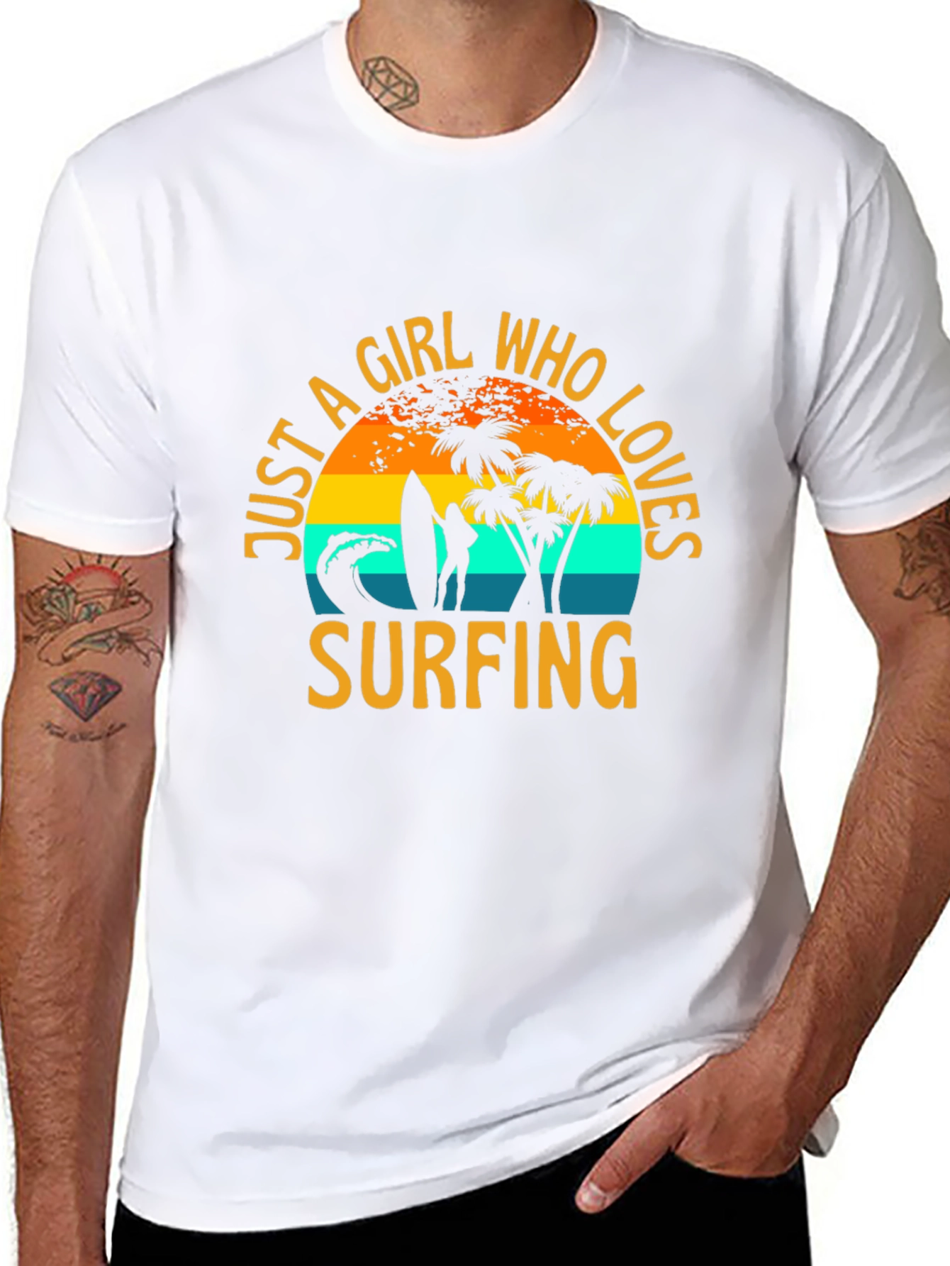 Black Just A Girl Who Loves Surfing T-Shirt view 8