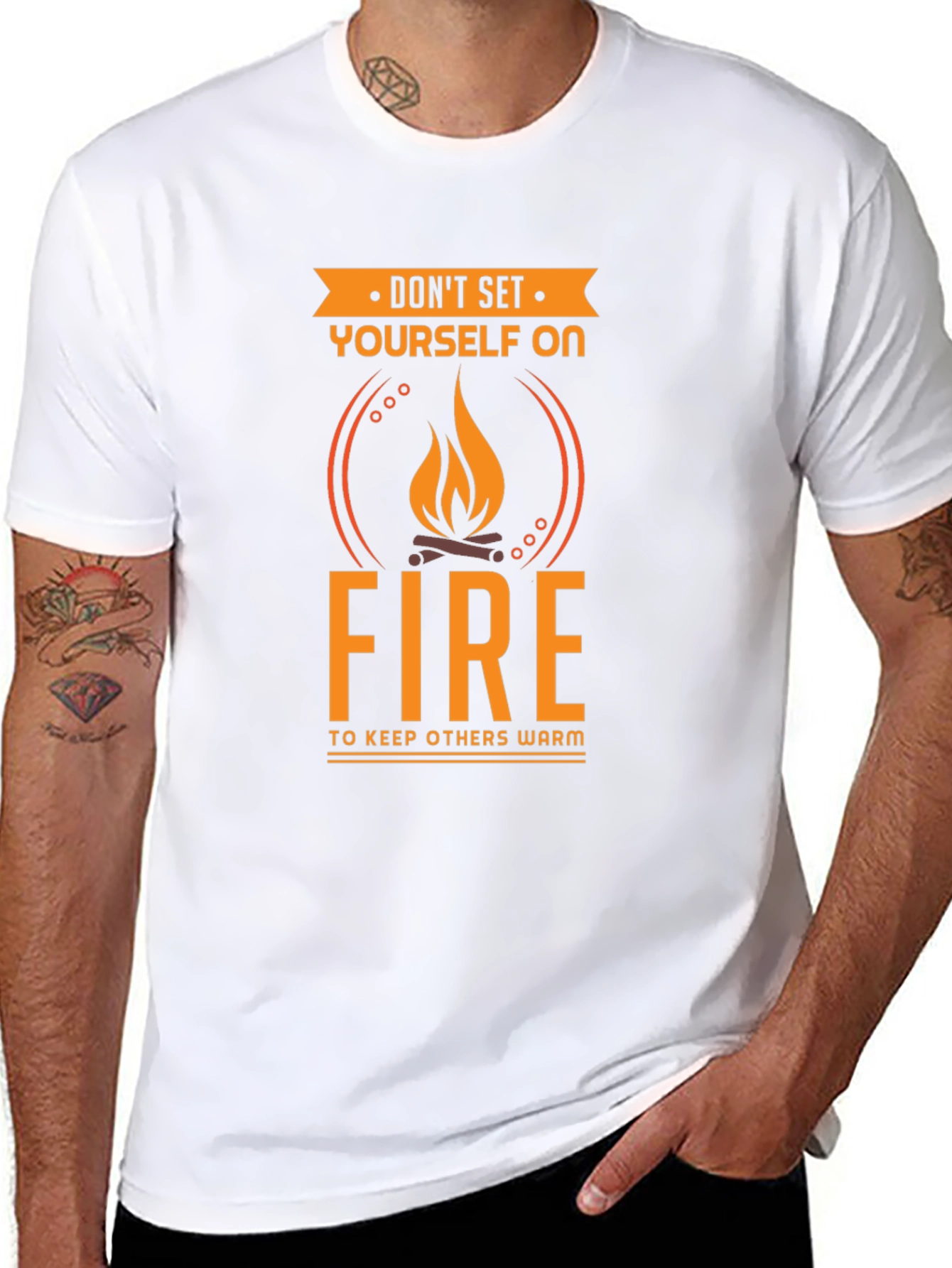 Black Don't Set Yourself On Fire Funny T-Shirt view 8