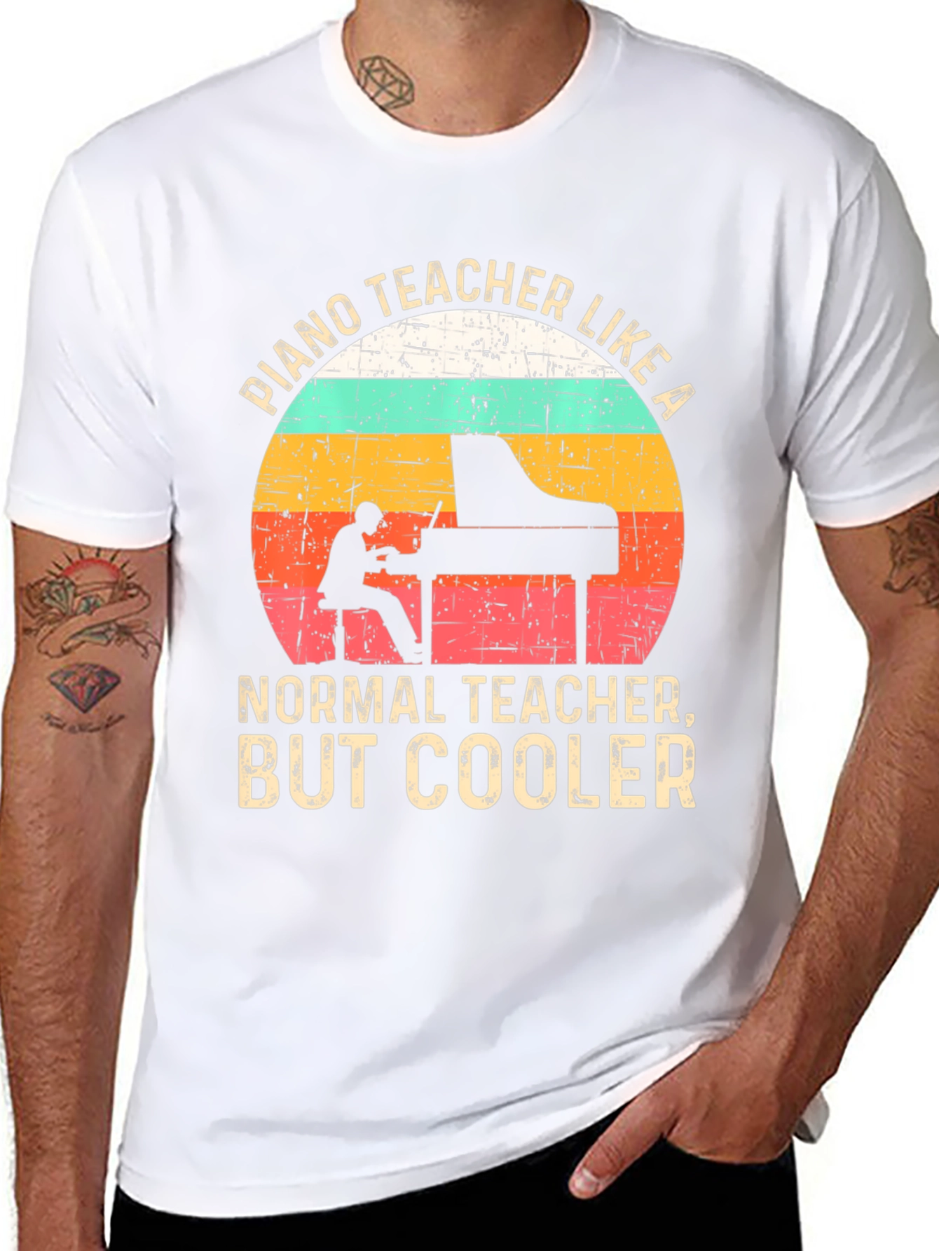Black Cool Piano Teacher T-Shirt view 8