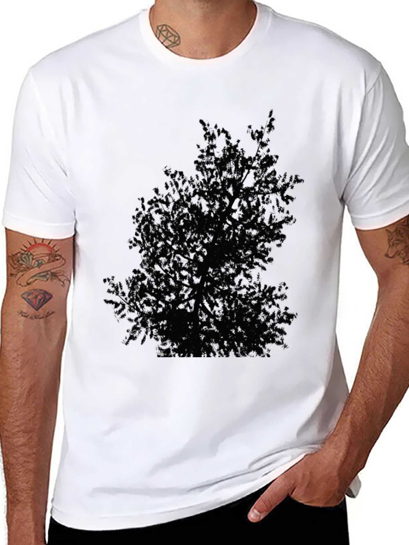 Black Black Tree Graphic Tee - Nature Inspired T-Shirt view 8