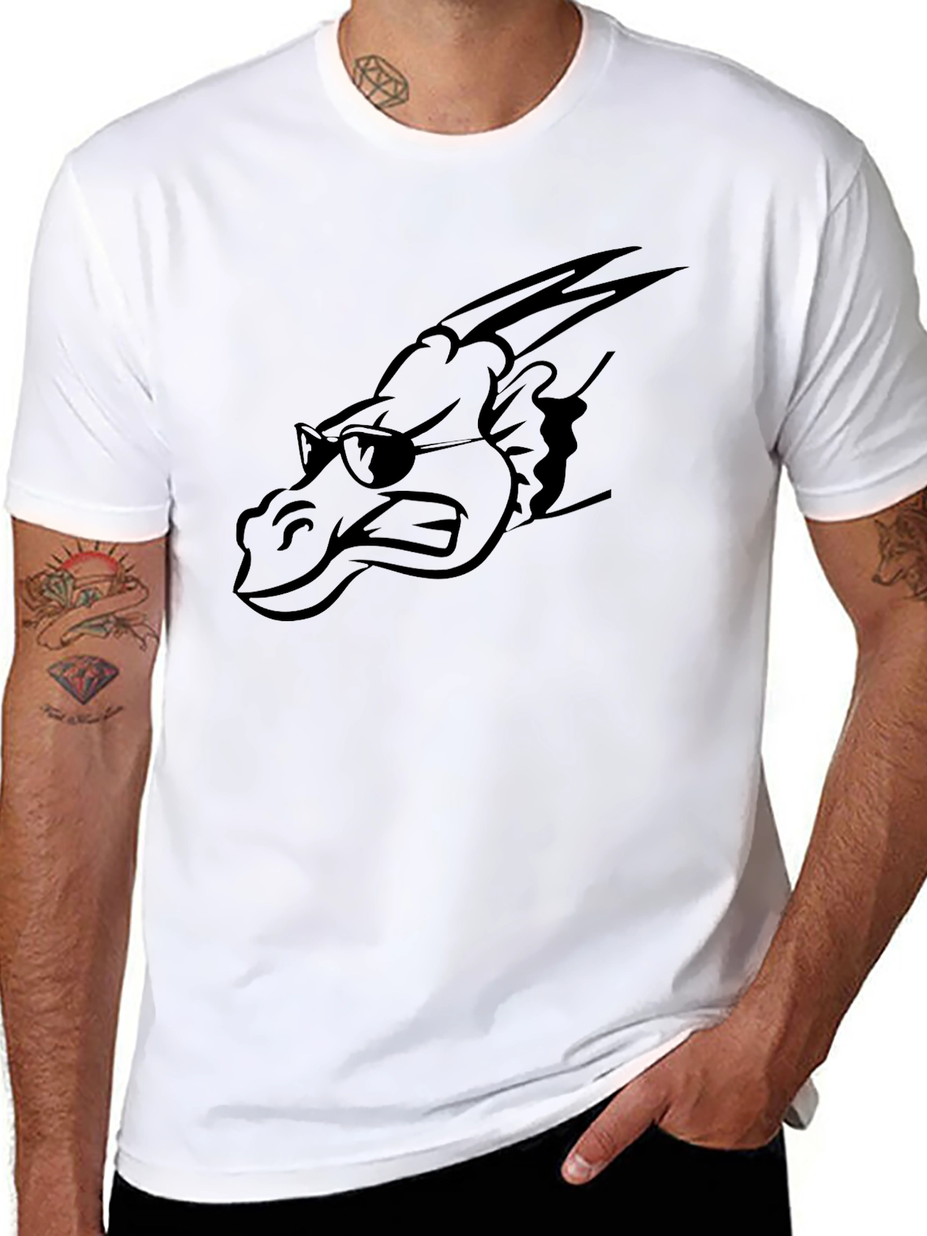Black Cool Dragon Graphic Tee - Men's Black T-Shirt view 8