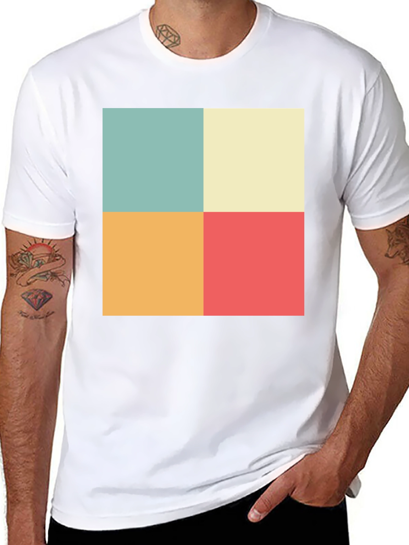 Black Retro Color Block T-Shirt view 8