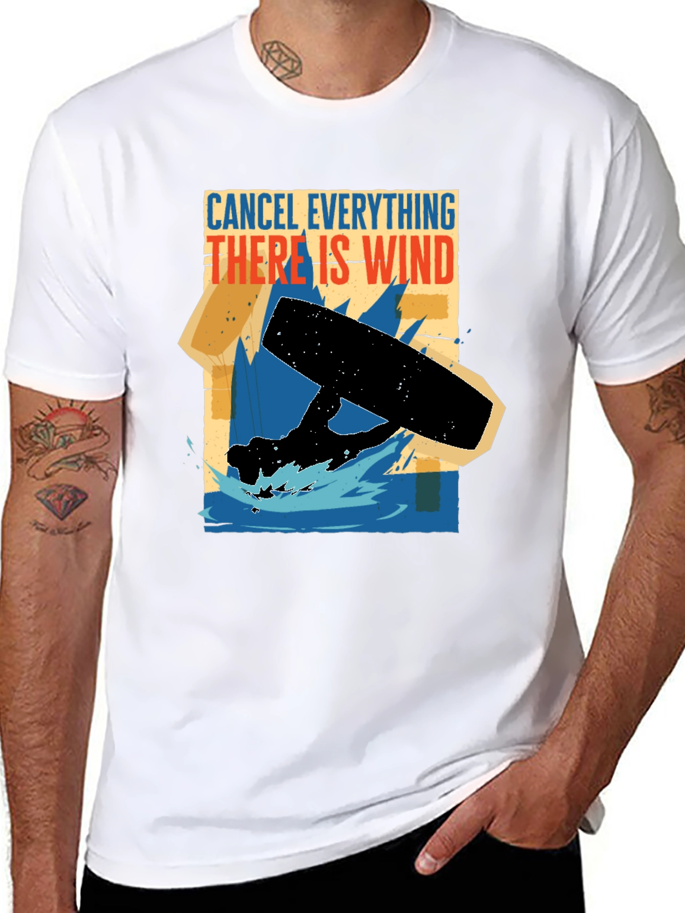 Black Cancel Everything Wind T-Shirt - Kitesurfing Apparel view 8