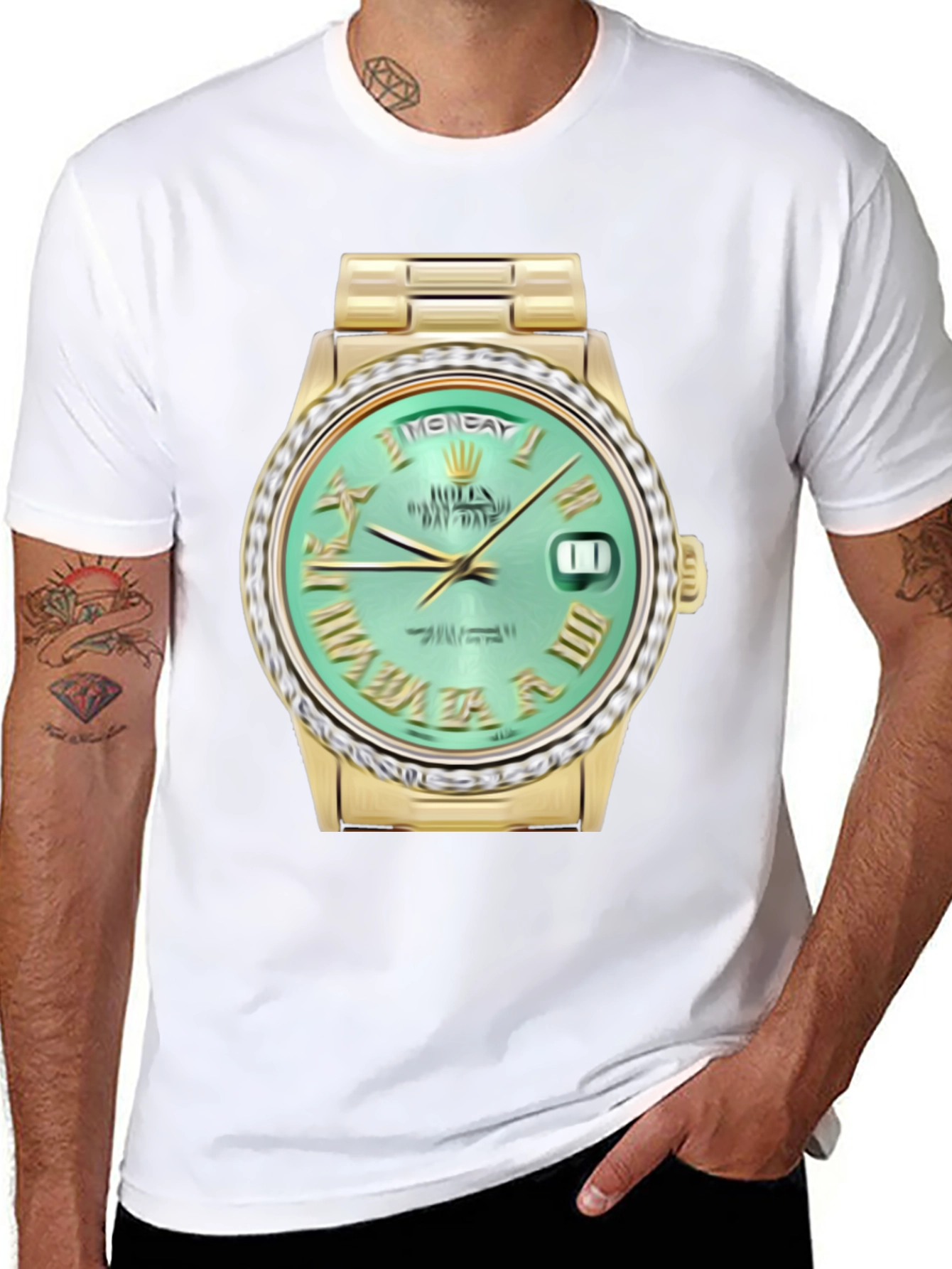Gold Watch Graphic Tee - Rolex Day-Date Style - 8