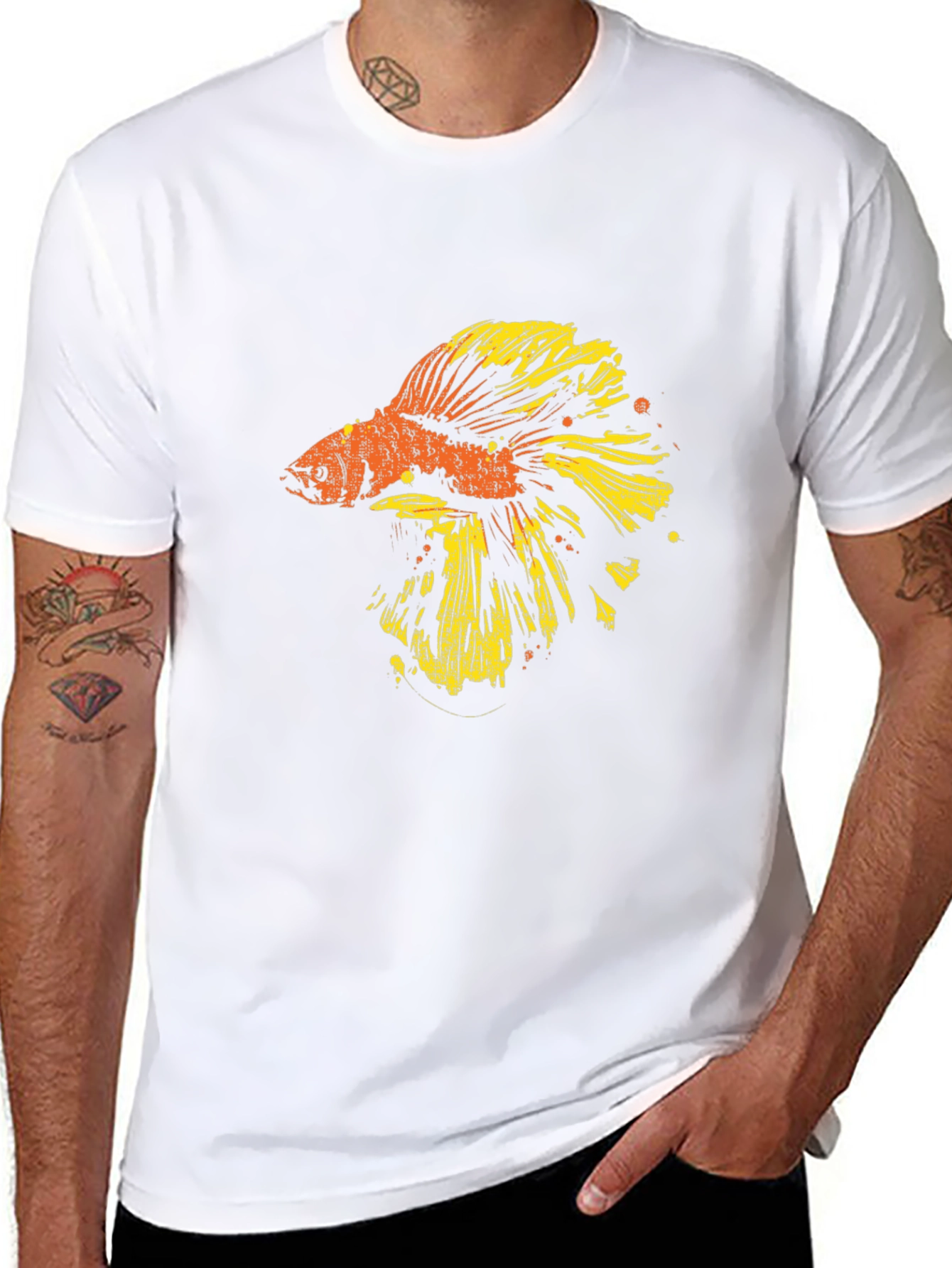 Black Betta Fish Graphic T-Shirt - Black view 8