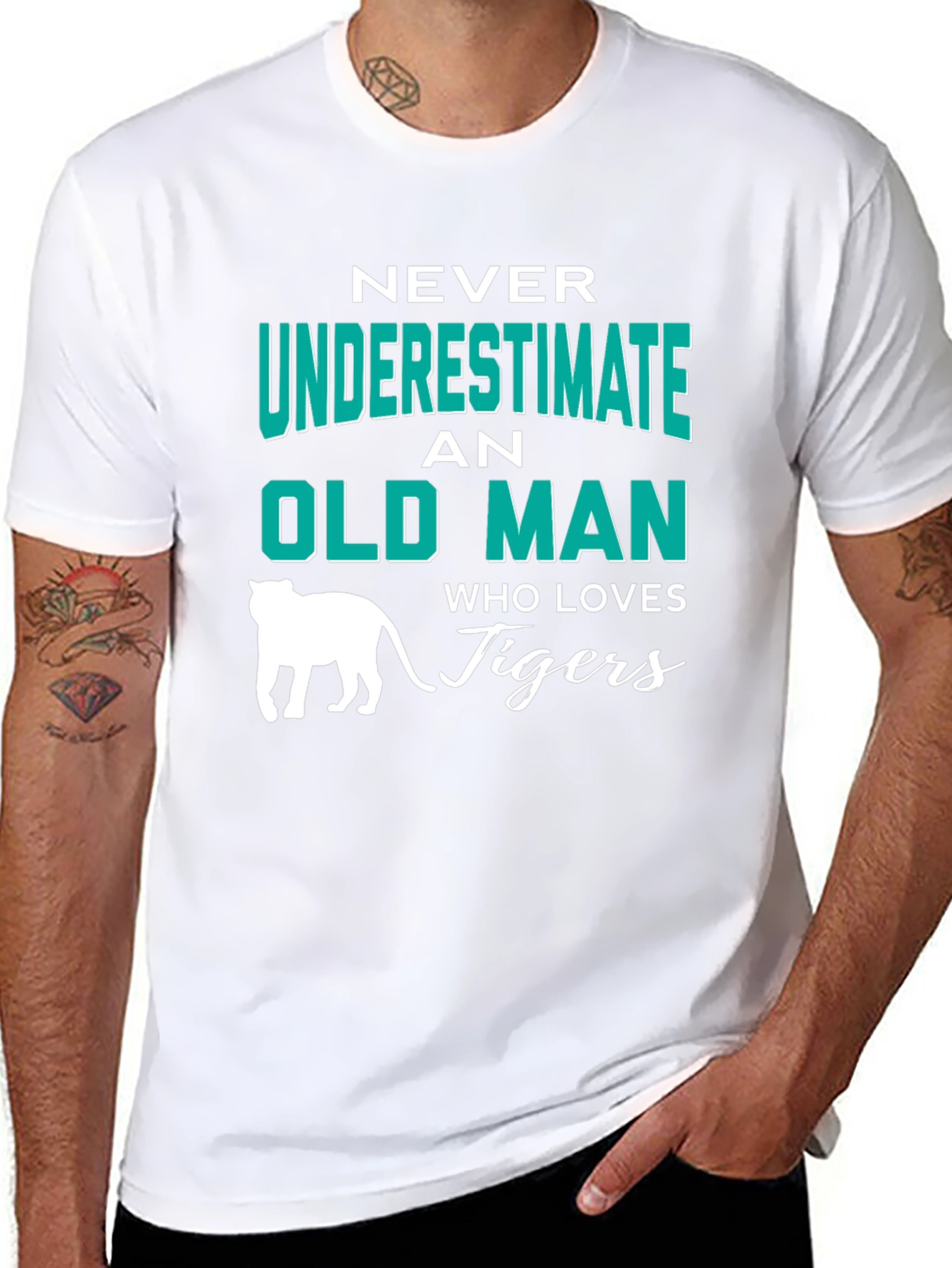 Black Never Underestimate an Old Man Who Loves Tigers T-Shirt view 8