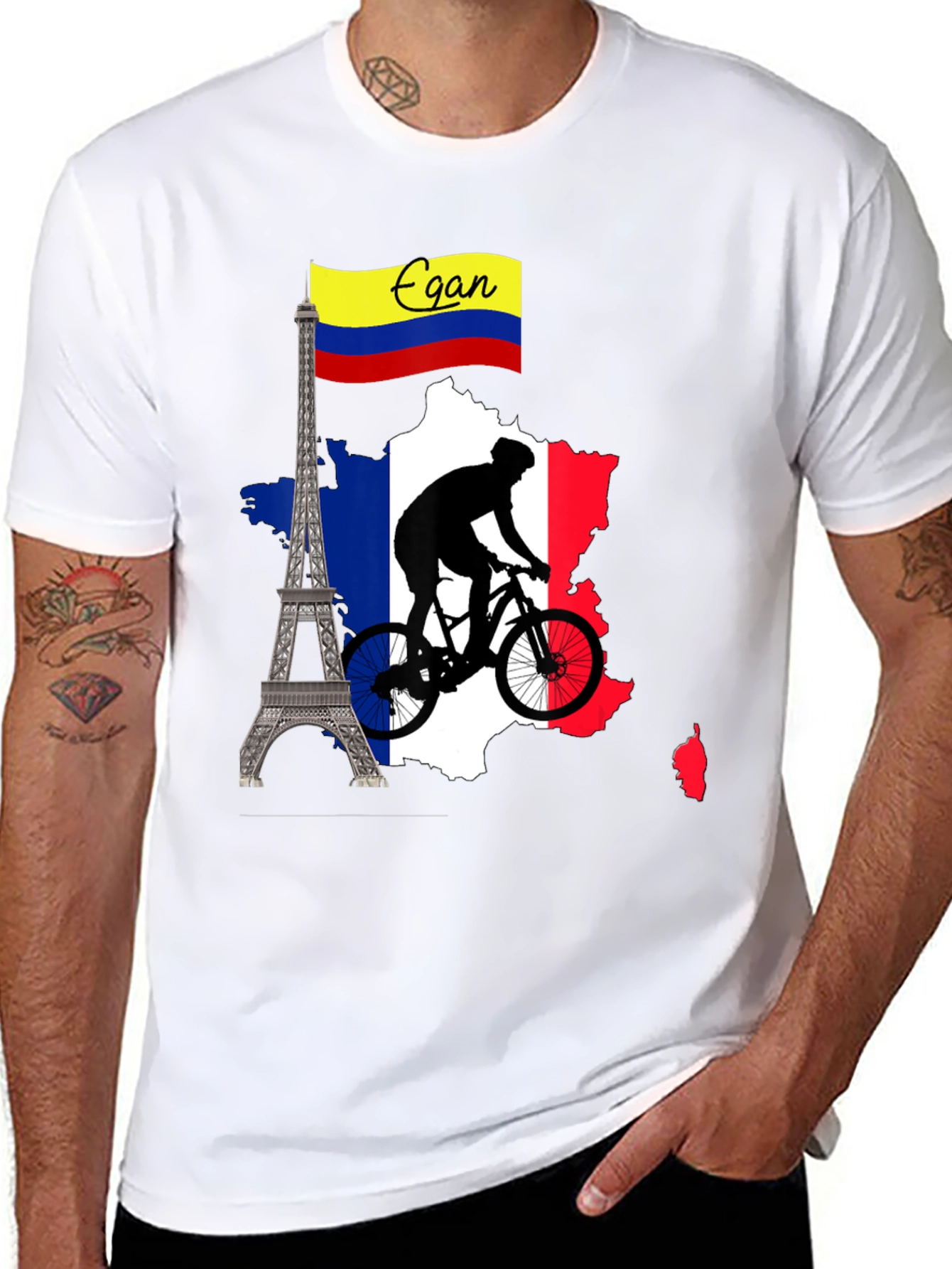 Black Egan France Cycling Tee - Tour de France Inspired Shirt view 8