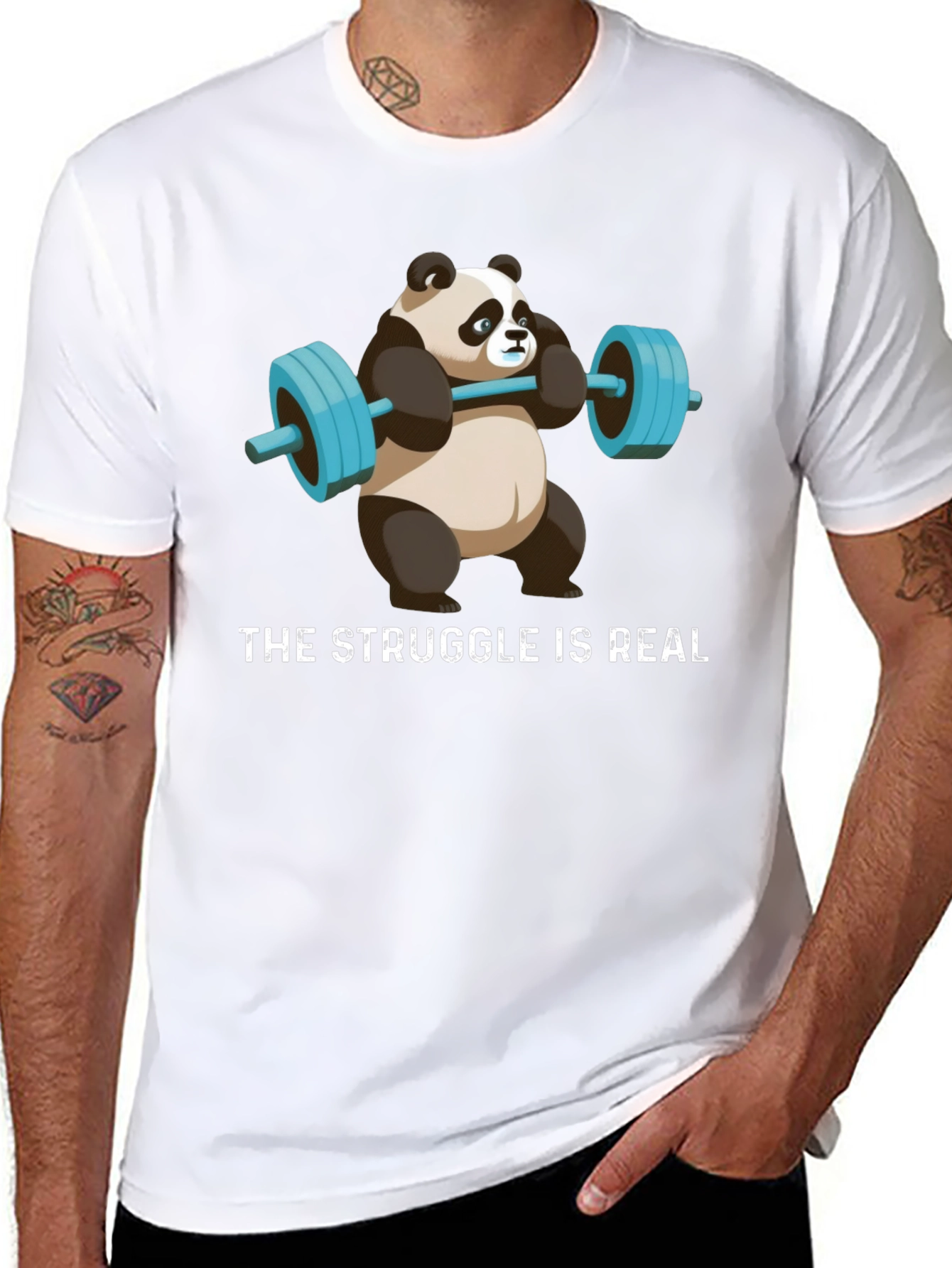 Black Weightlifting Panda T-Shirt - Funny Gym Apparel view 8