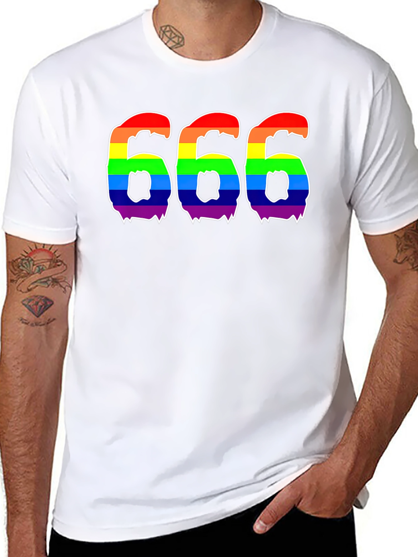 Black Rainbow 666 Graphic T-Shirt - Black Tee view 8