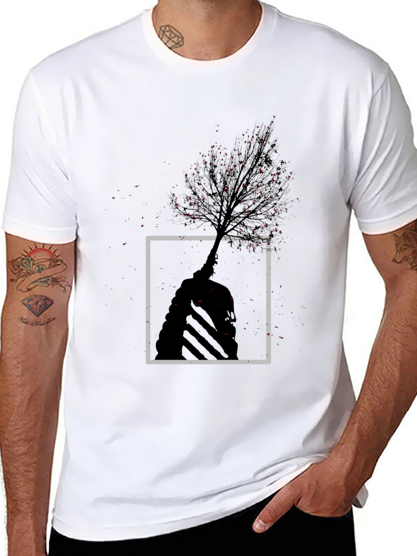 Black Abstract Tree Graphic Tee - Modern Style view 8