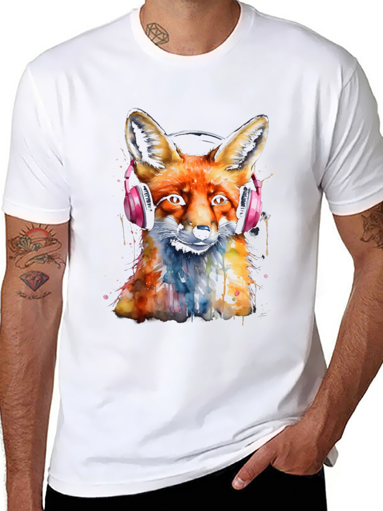 Black Fox Headphone Graphic Tee view 8