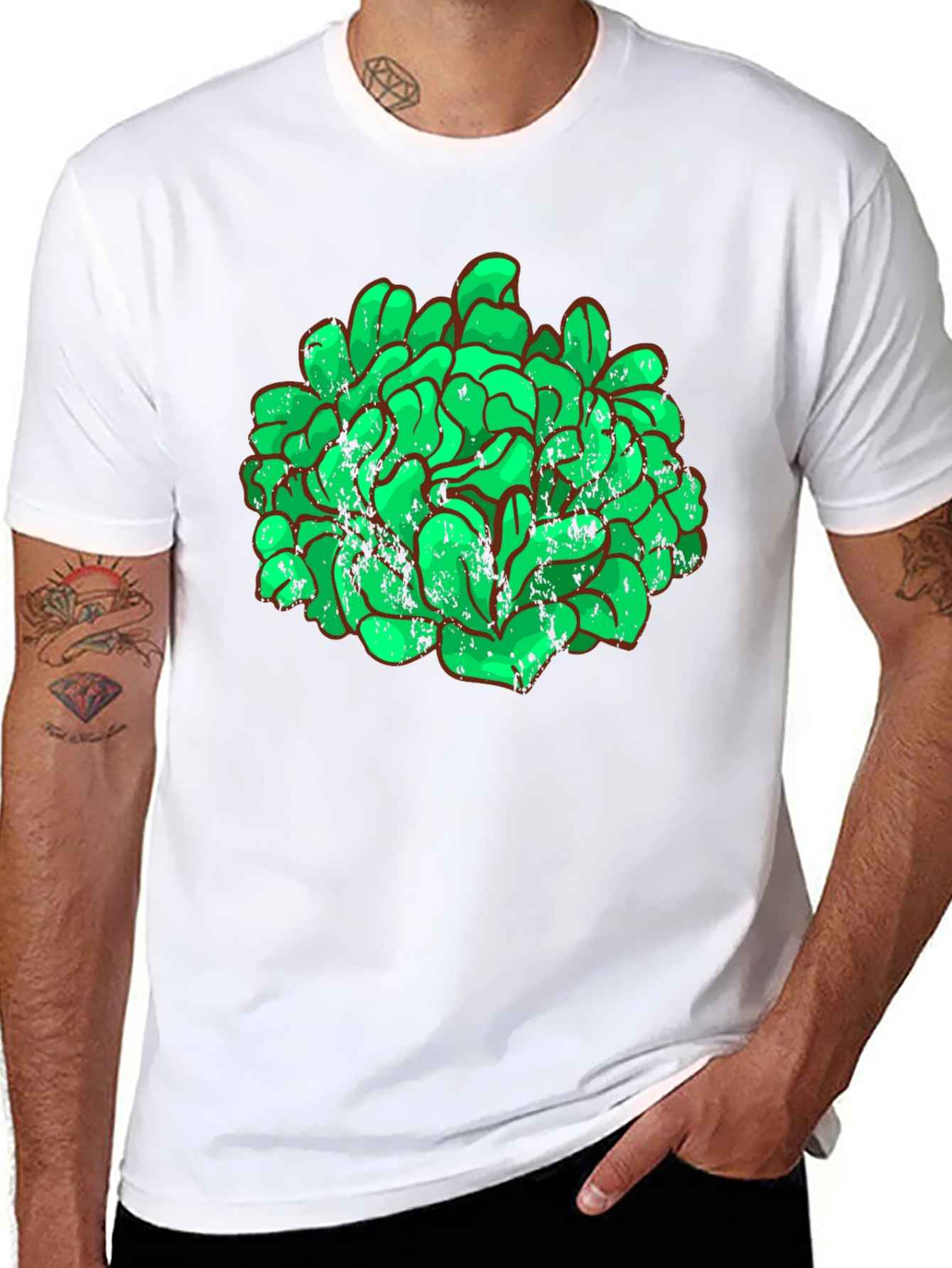 Black Green Brain Graphic Black Tee view 8