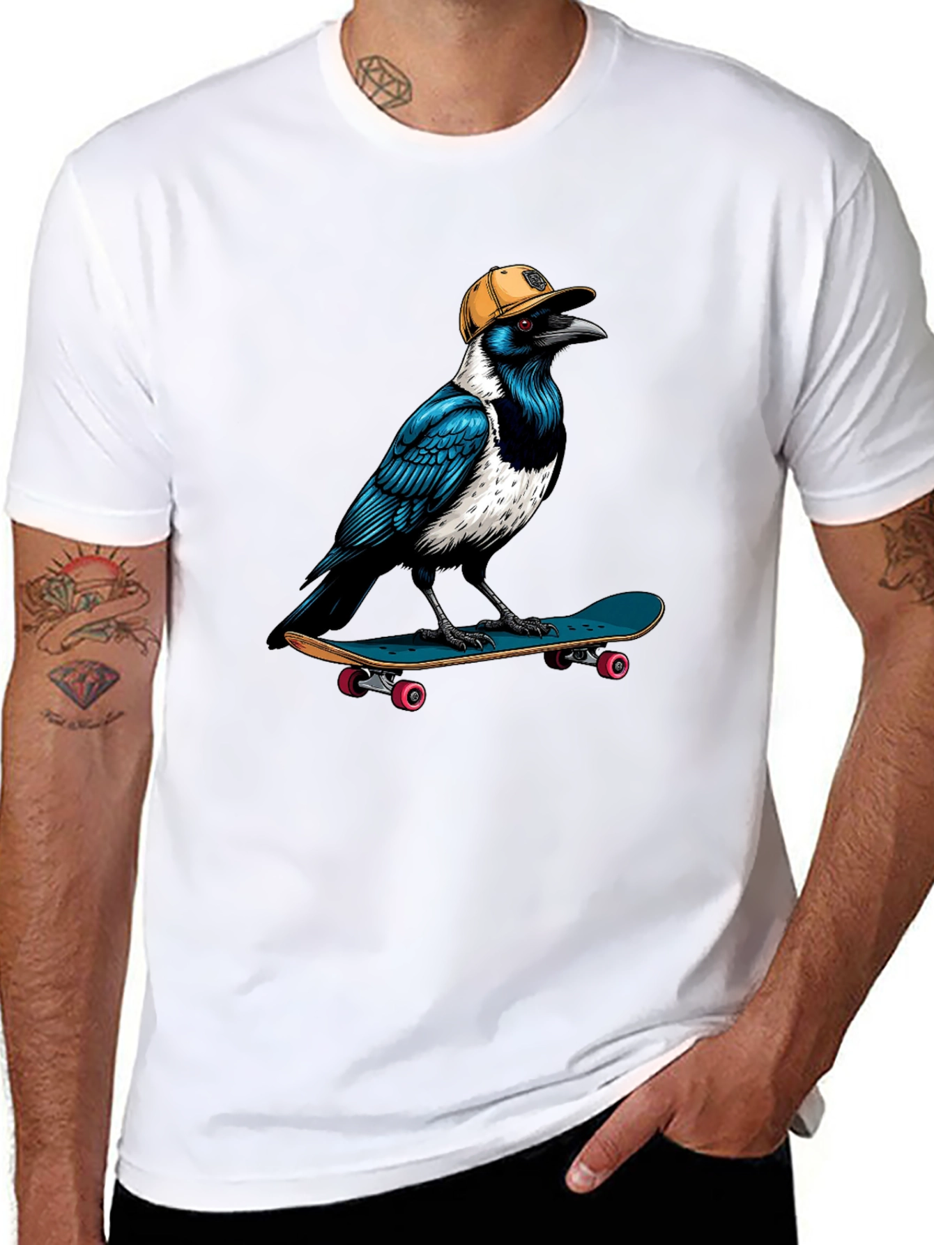 Black Cool Crow Skateboard T-Shirt view 8