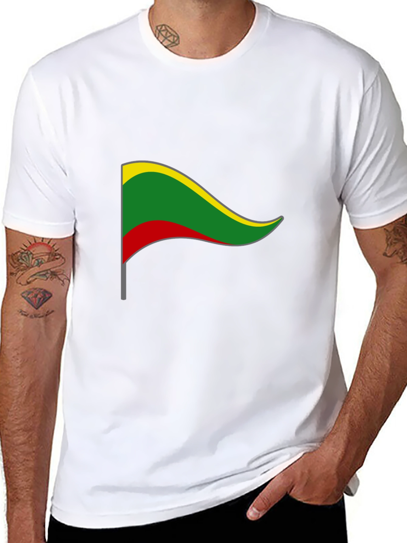 Black Lithuania Flag Graphic Tee - Black Short Sleeve T-Shirt view 8