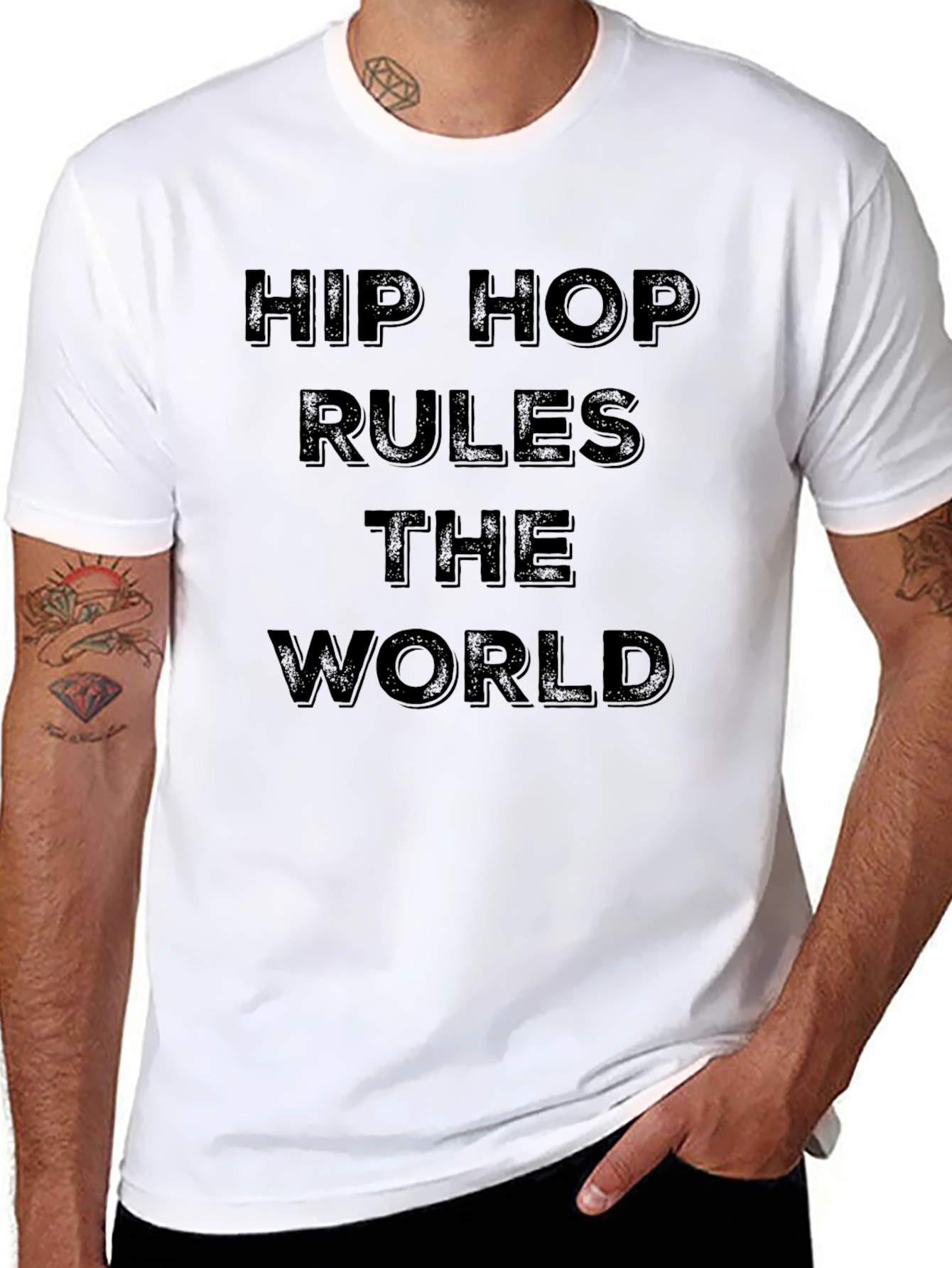 Black Hip Hop Rules the World Black T-Shirt view 8