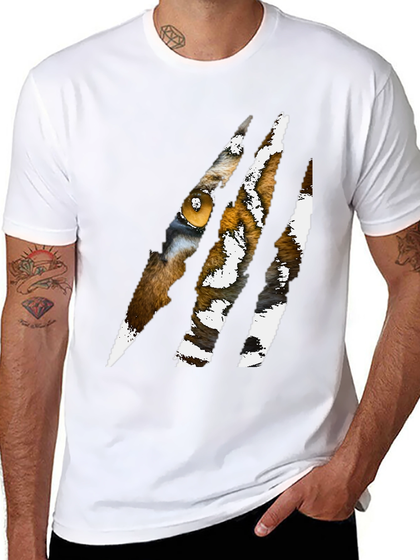 Black Tiger Eye Claw Mark Graphic T-Shirt view 8