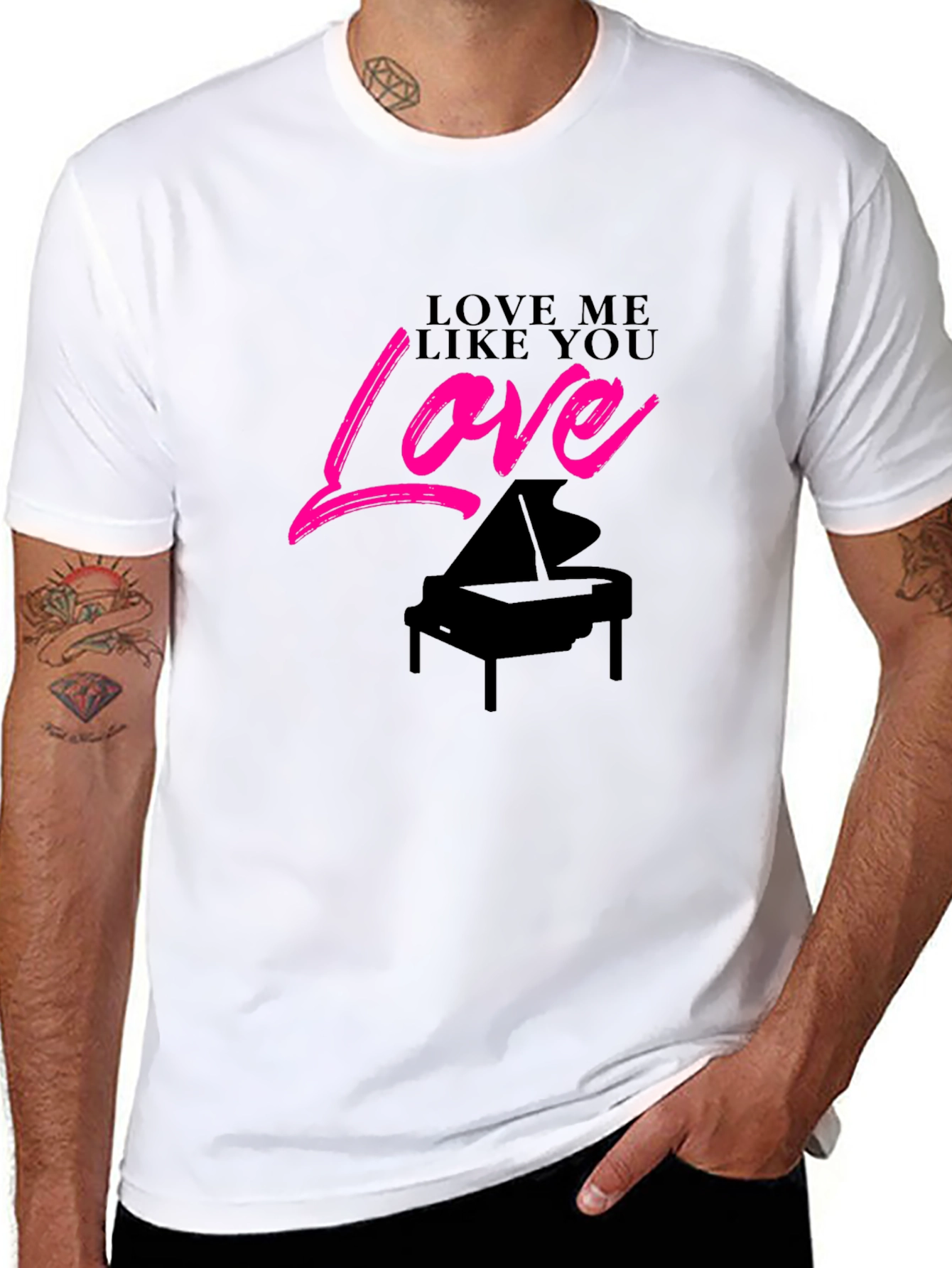 Black Love Me Like You Love Piano Black T-Shirt view 8