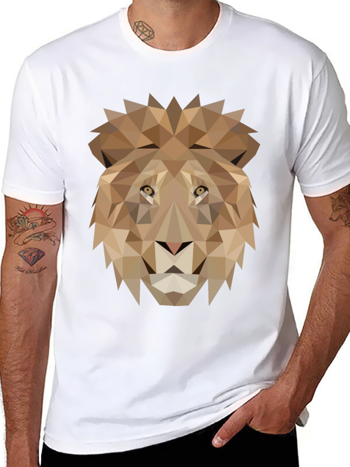 Black Geometric Lion Graphic Tee - Black view 8