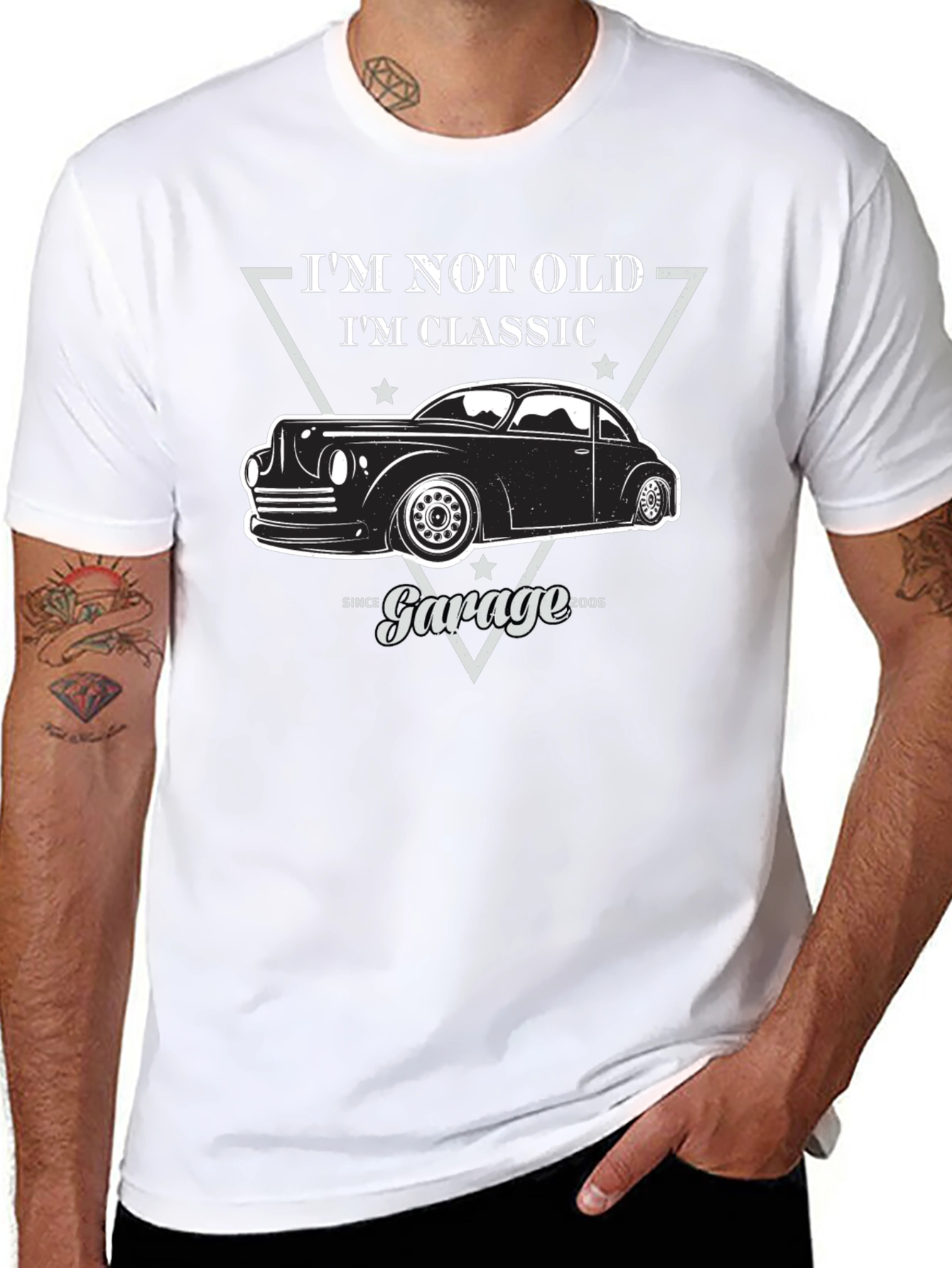 Black Classic Car Garage T-Shirt view 8