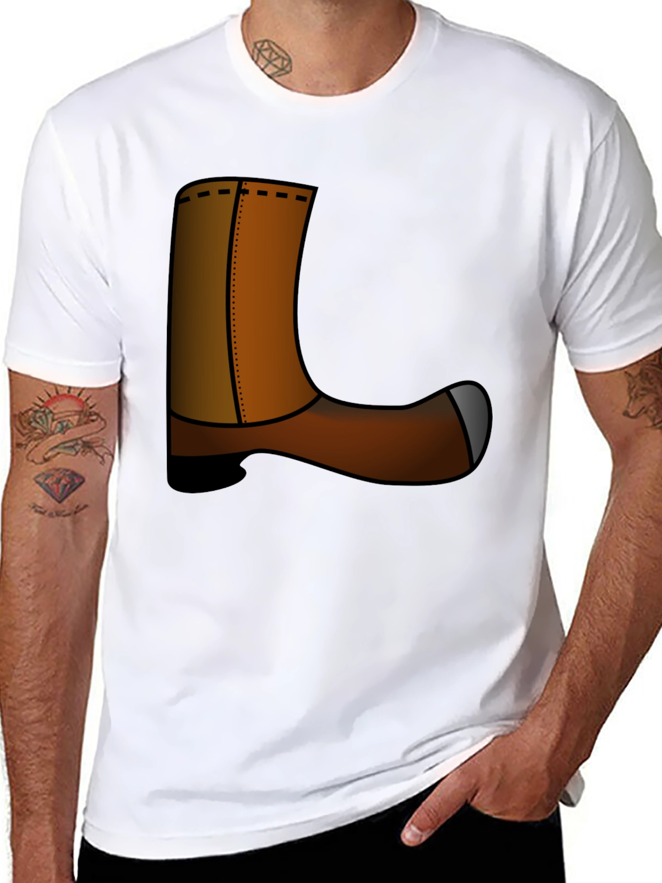 Black Novelty Cowboy Boot Graphic Tee - Unisex view 8