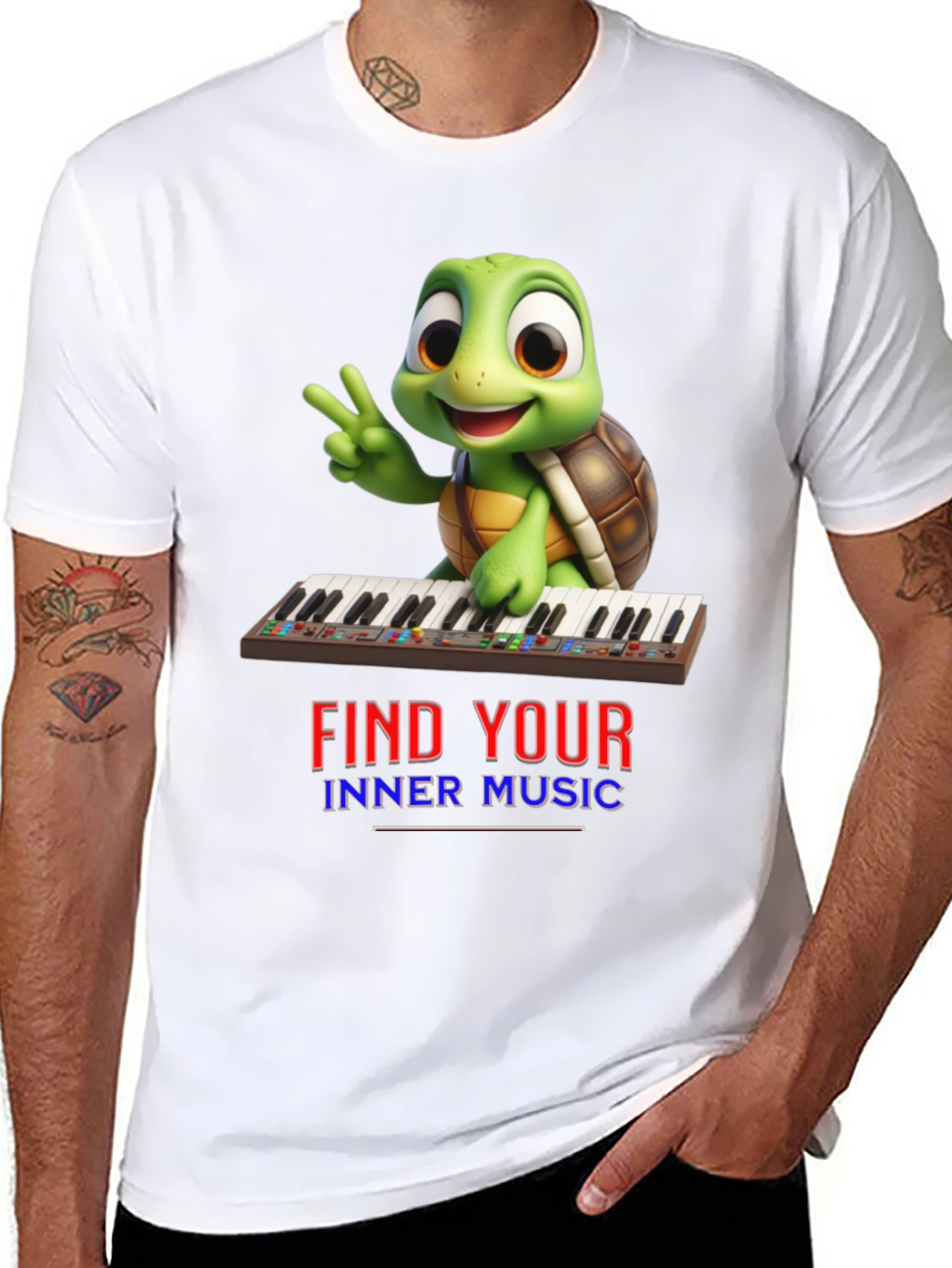 Black Turtle Find Your Inner Music Black T-Shirt view 8