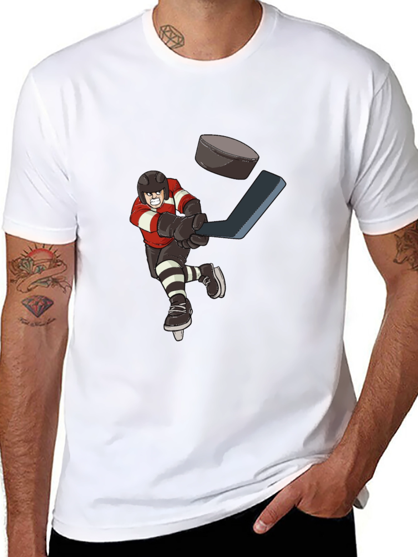 Black Hockey Player T-Shirt view 8
