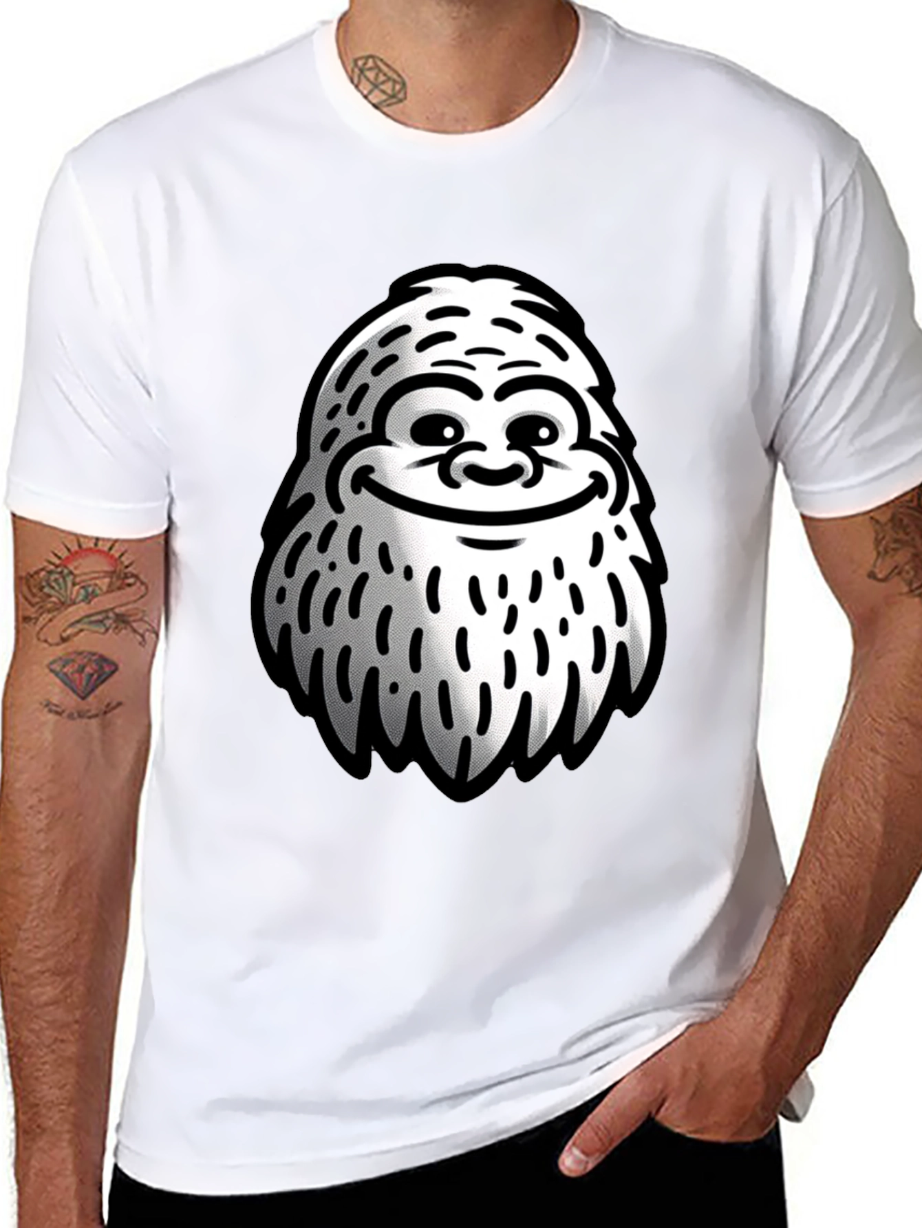 Black Funny Yeti Graphic T-Shirt - Black Cotton Tee view 8