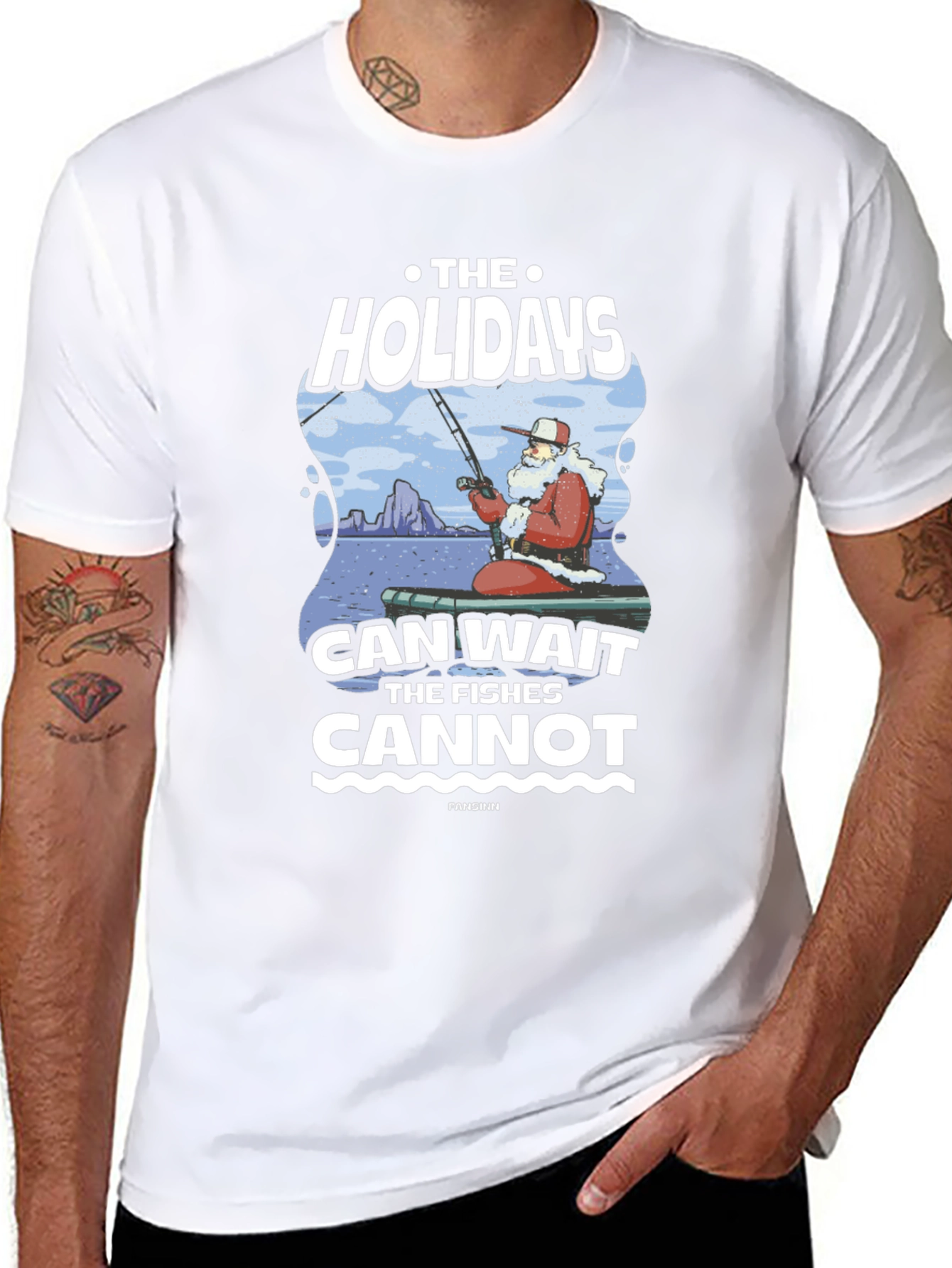 Black Holiday Fishing Graphic T-Shirt view 8
